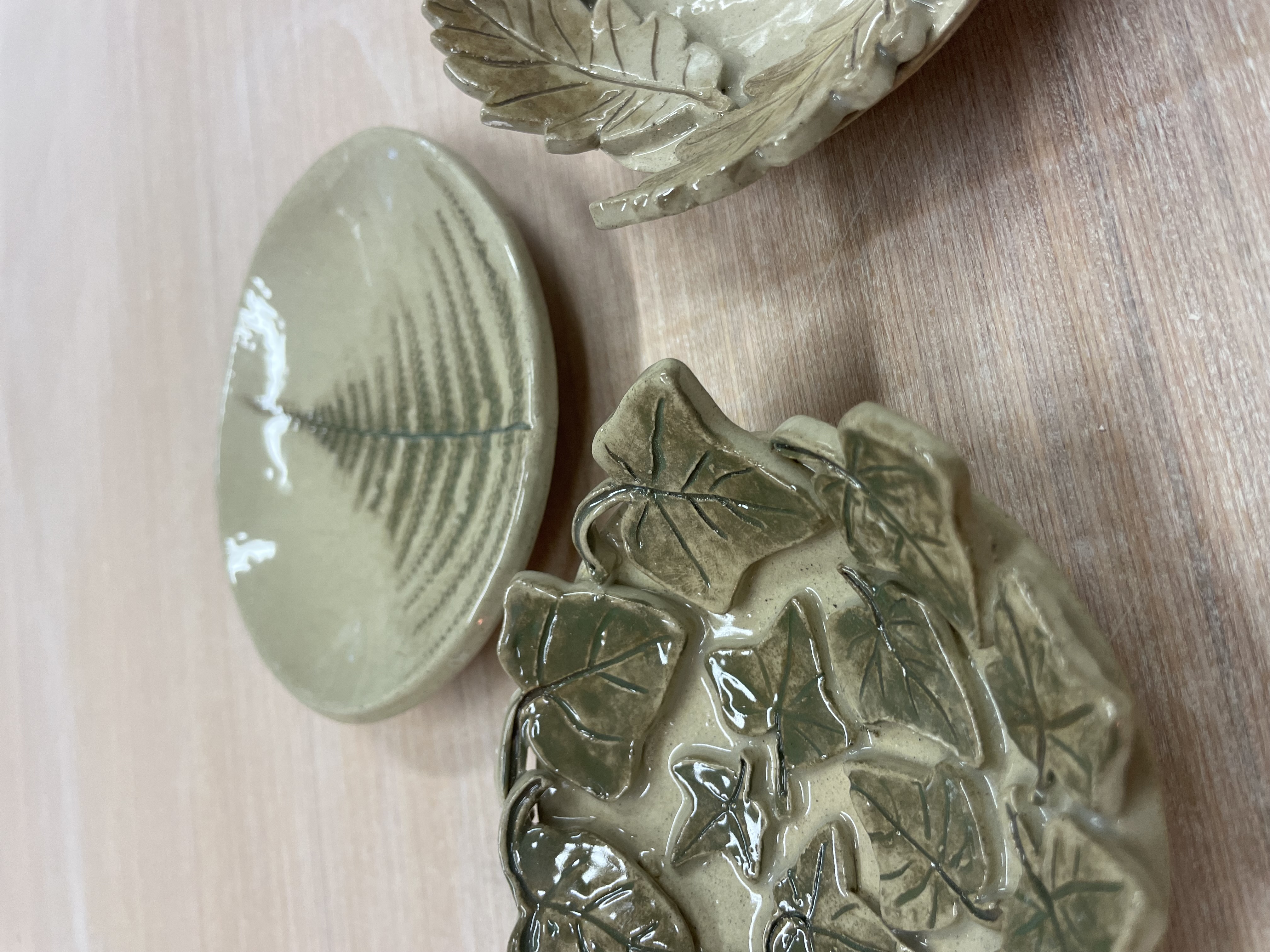 Pottery Autumn Leaf Dishes 