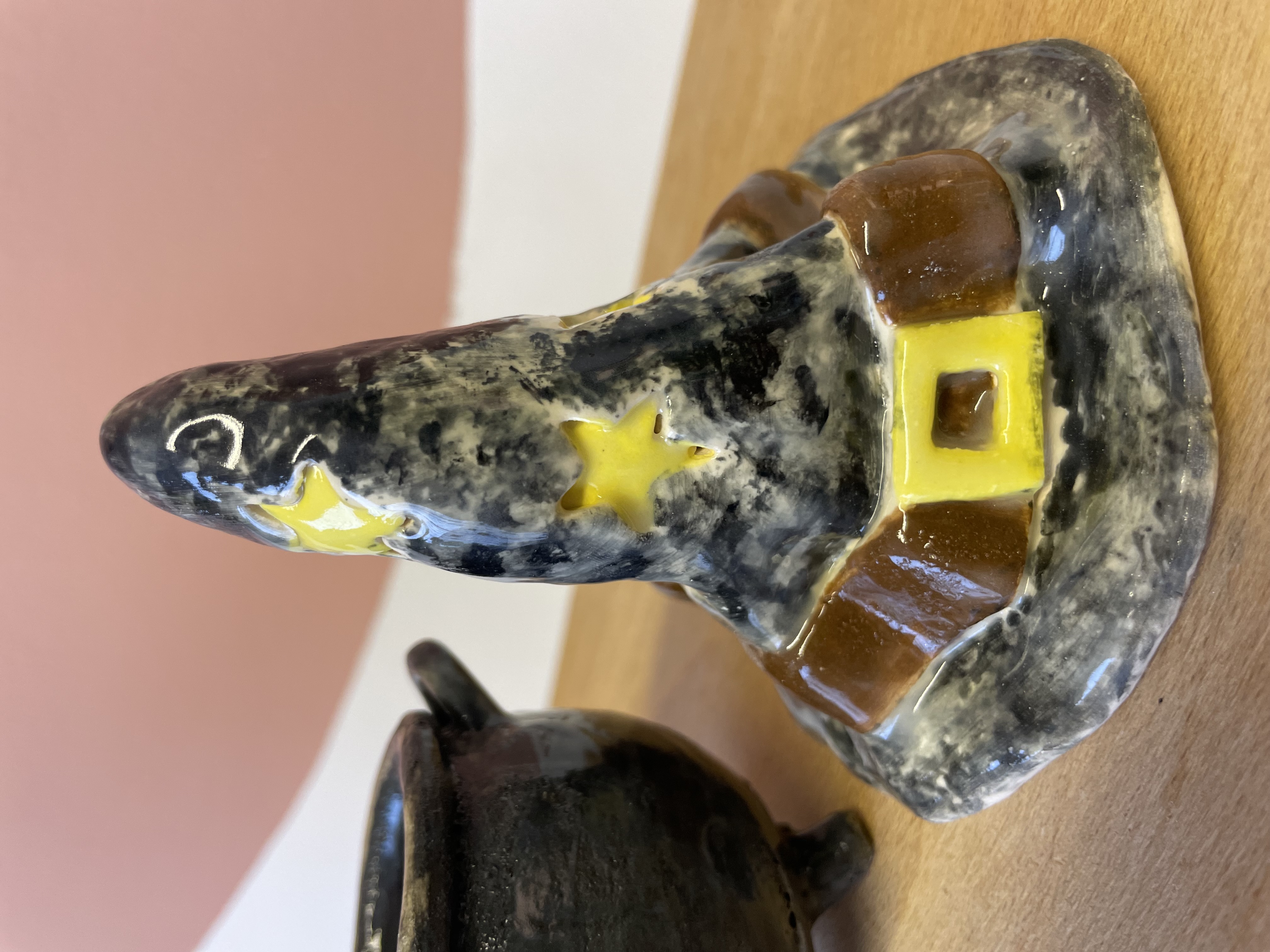 Pottery Witches Hat & Cauldron 