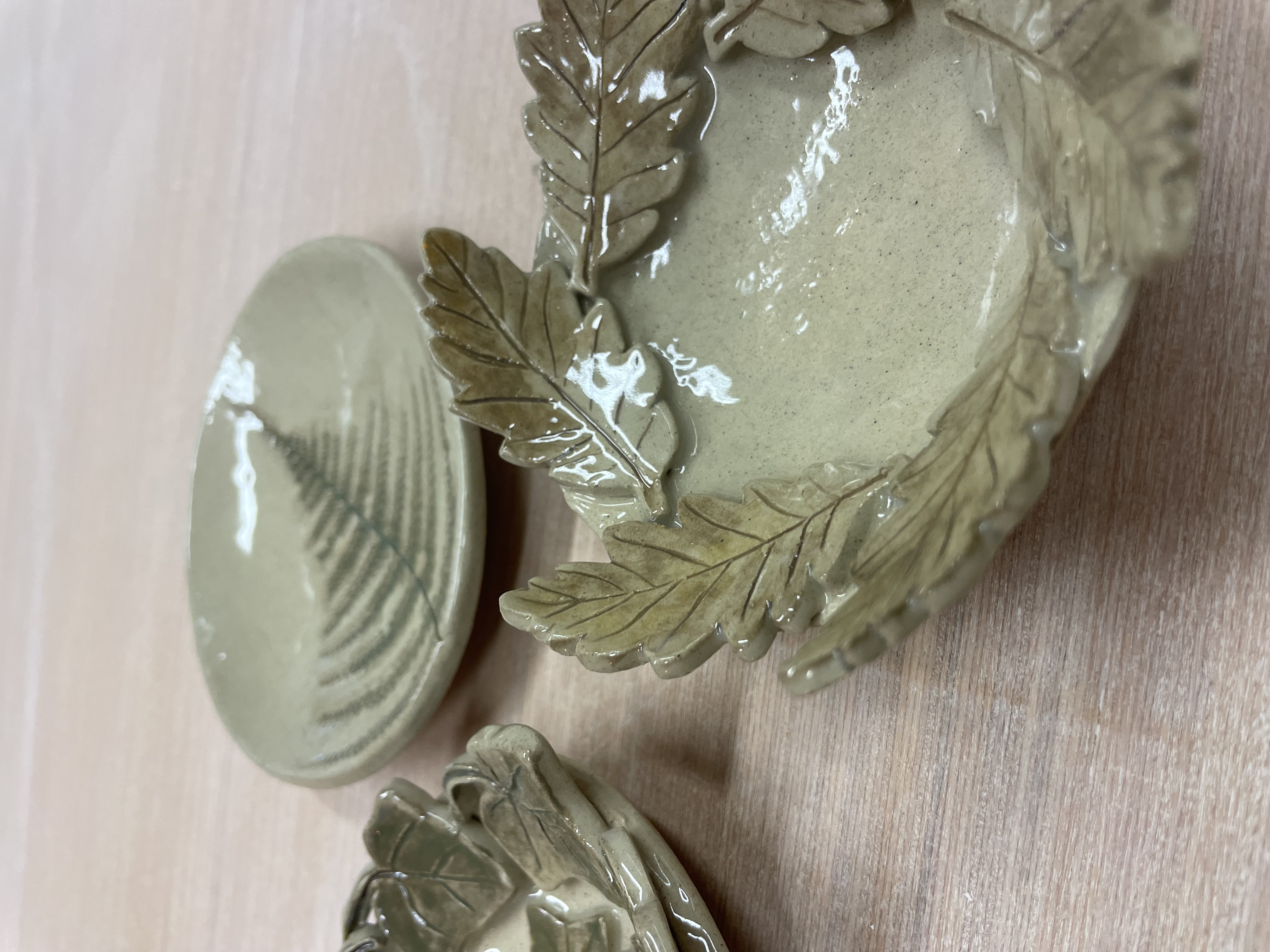 Pottery Autumn Leaf Dishes 