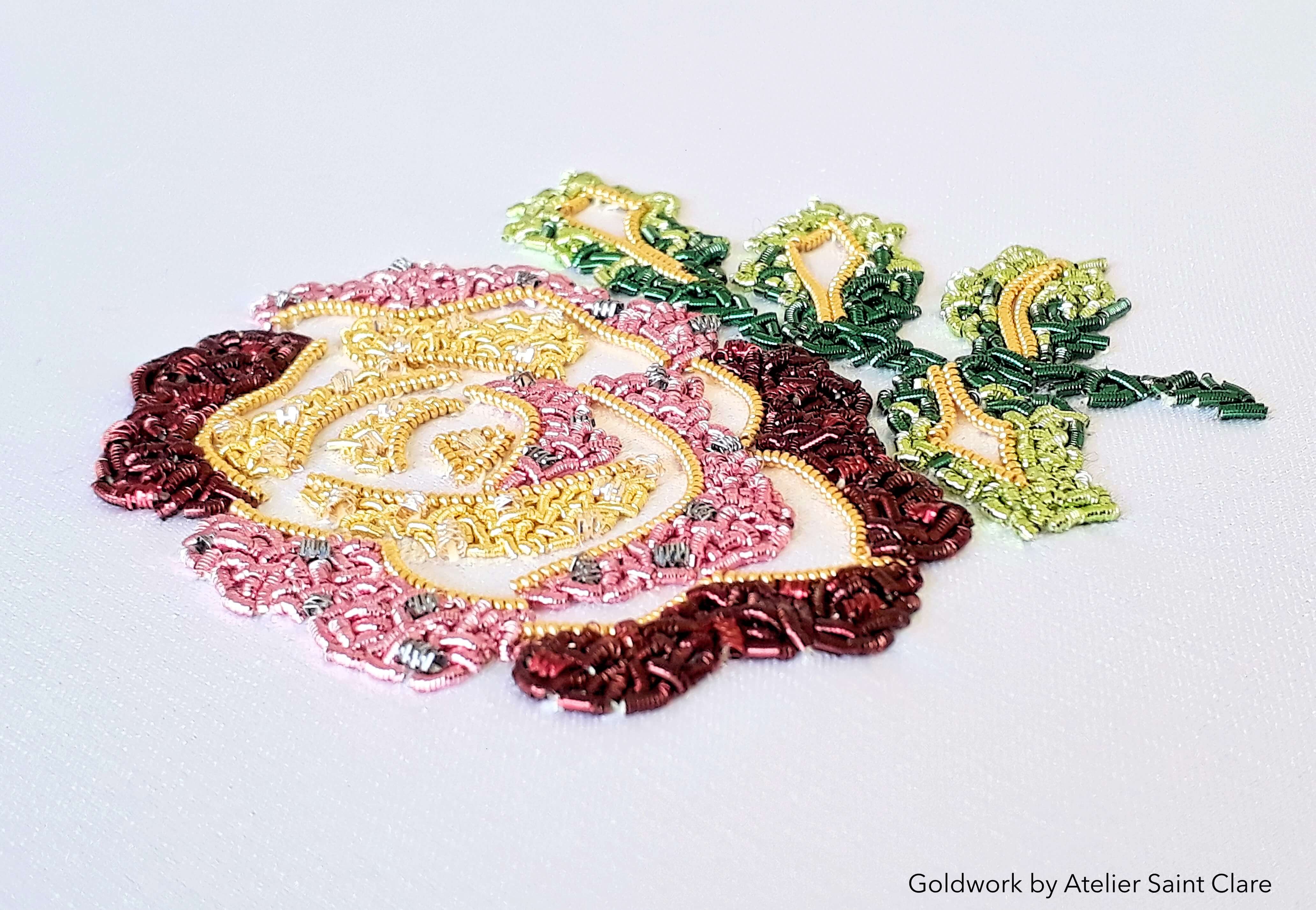 Goldwork embroidery, Exquisite rose: Live Zoom class