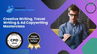 Creative Writing, Travel Writing & Ad Copywriting Masterclass