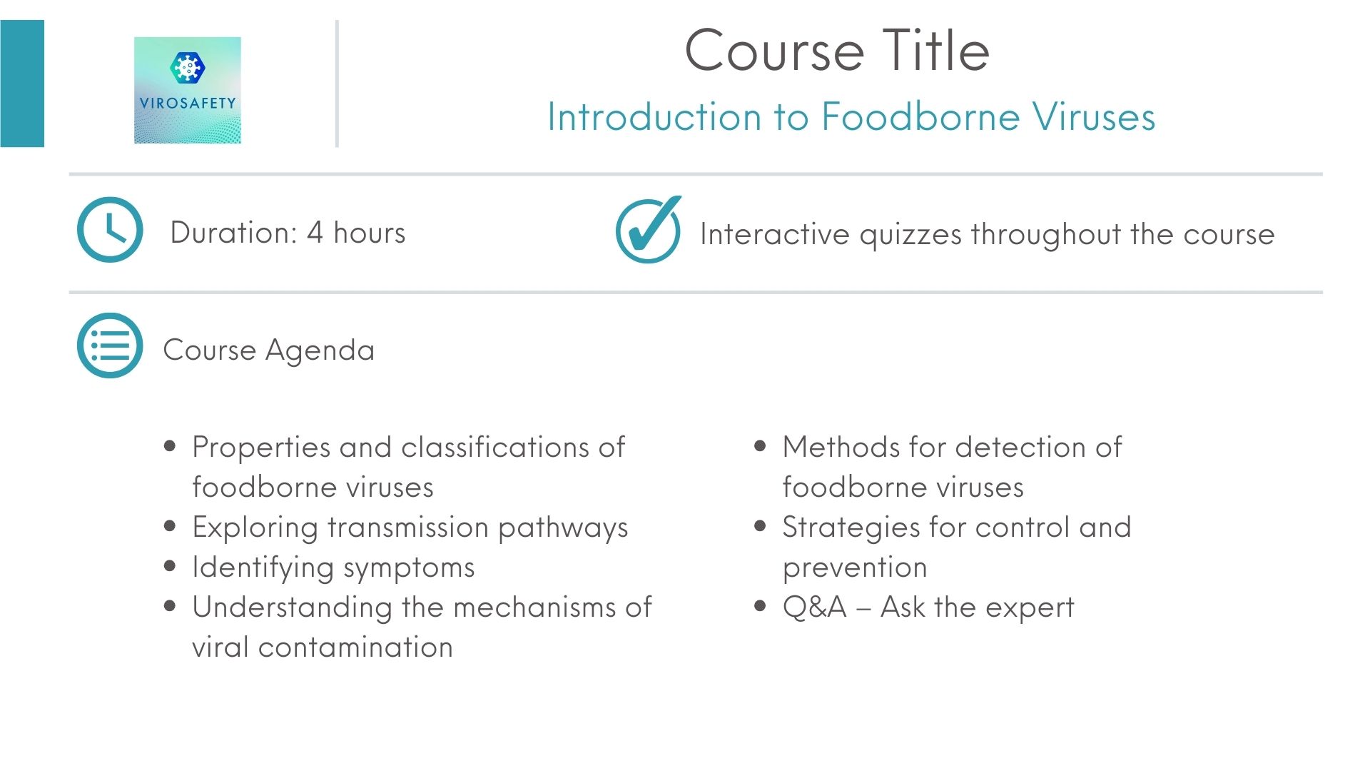 Food Safety Course: Understanding and Preventing Foodborne Viruses