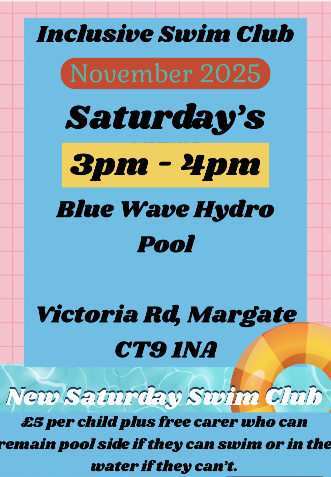 Inclusive Swimming Club Saturdays in November 25