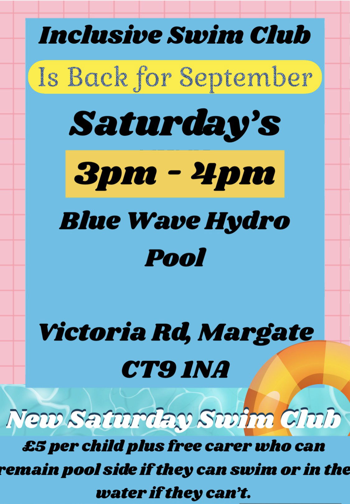 Inclusive Swimming Club  Saturdays in September 25