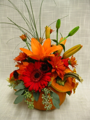 OCTOBER Pumpkin Flower Arrangement