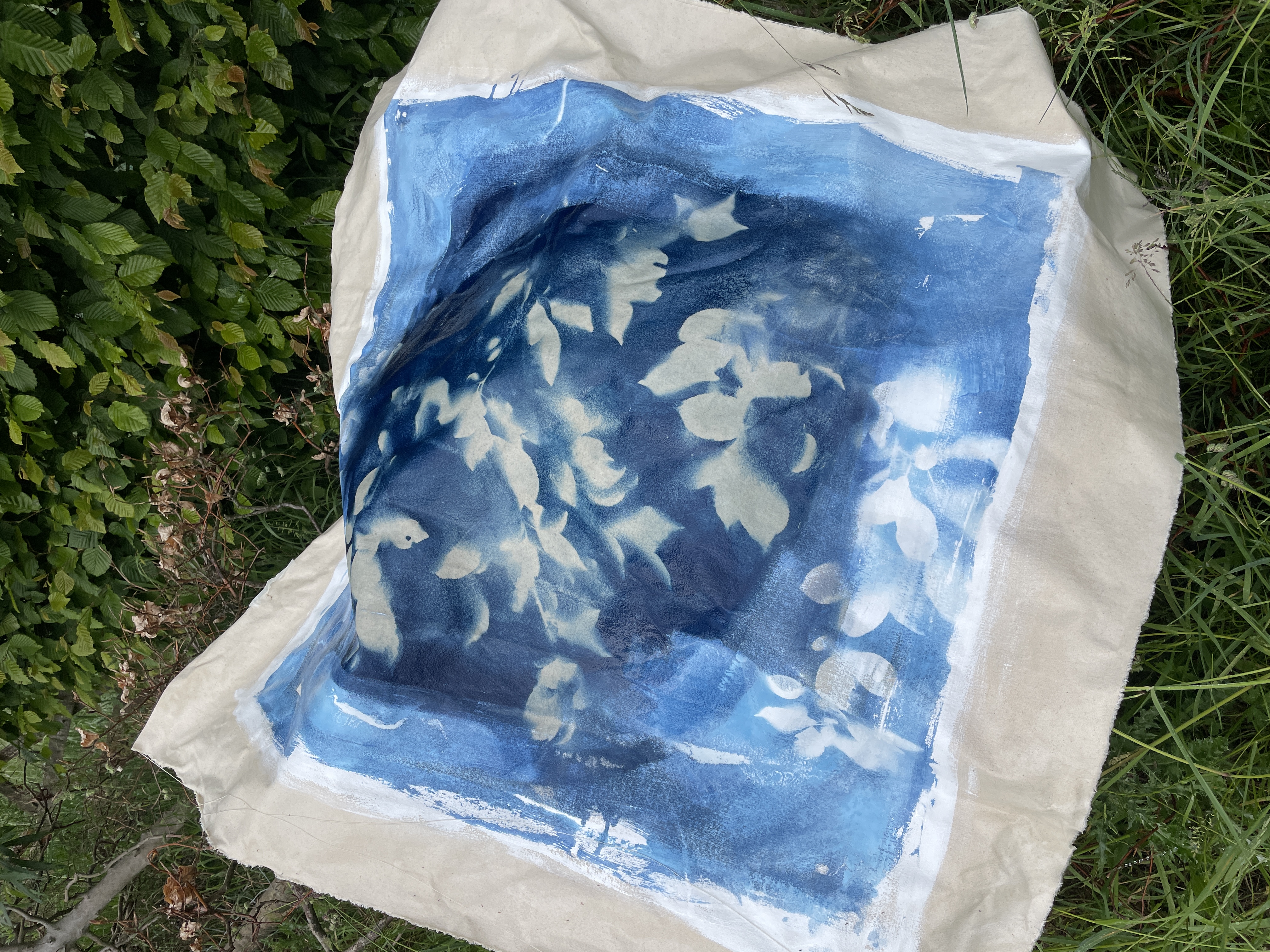 Artful Cyanotypes - Cyanotypes on fabric and playing with pattern