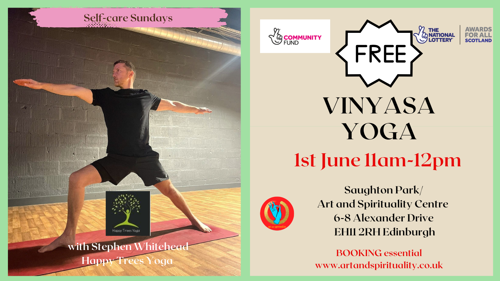 1st June  FREE VINYASA YOGA in the park/studio