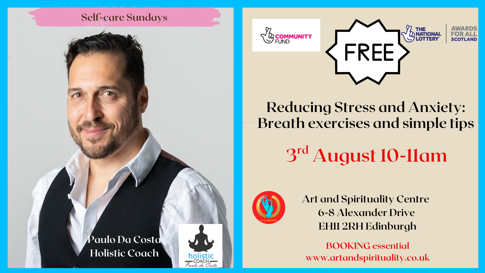 3rd AUGUST: FREE REDUCING STRESS AND ANXIETY: BREATH EXERCISES