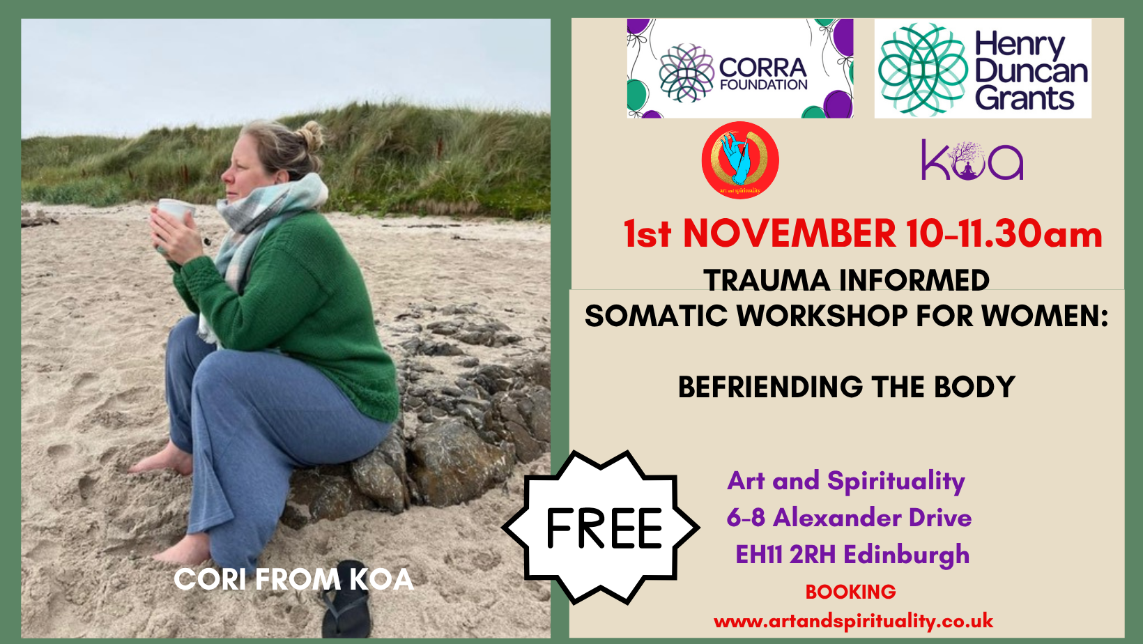 1st November: FREE TRAUMA INFORMED WORKSHOP FOR WOMEN-BEFRIENDING THE BODY