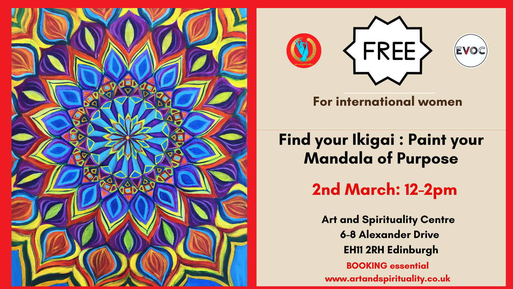 2nd March FREE-FIND YOUR IKIGAI: PAINT YOUR MANDALA OF PURPOSE