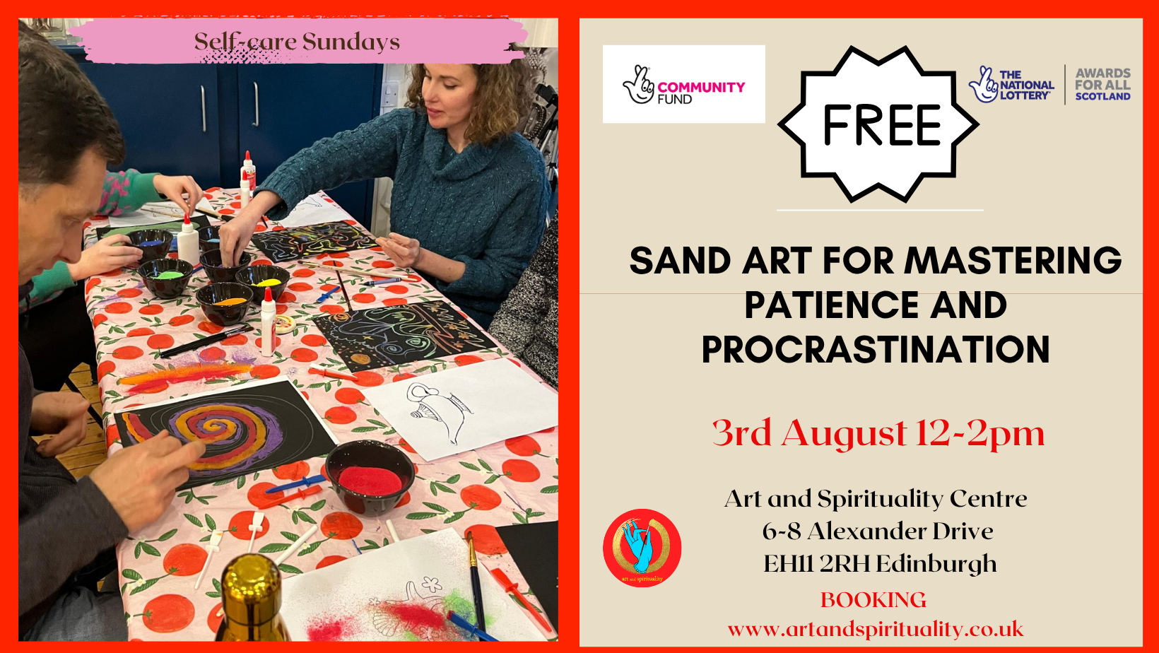 3rd August FREE SAND ART FOR MASTERING PATIENCE AND PROCRASTINATION