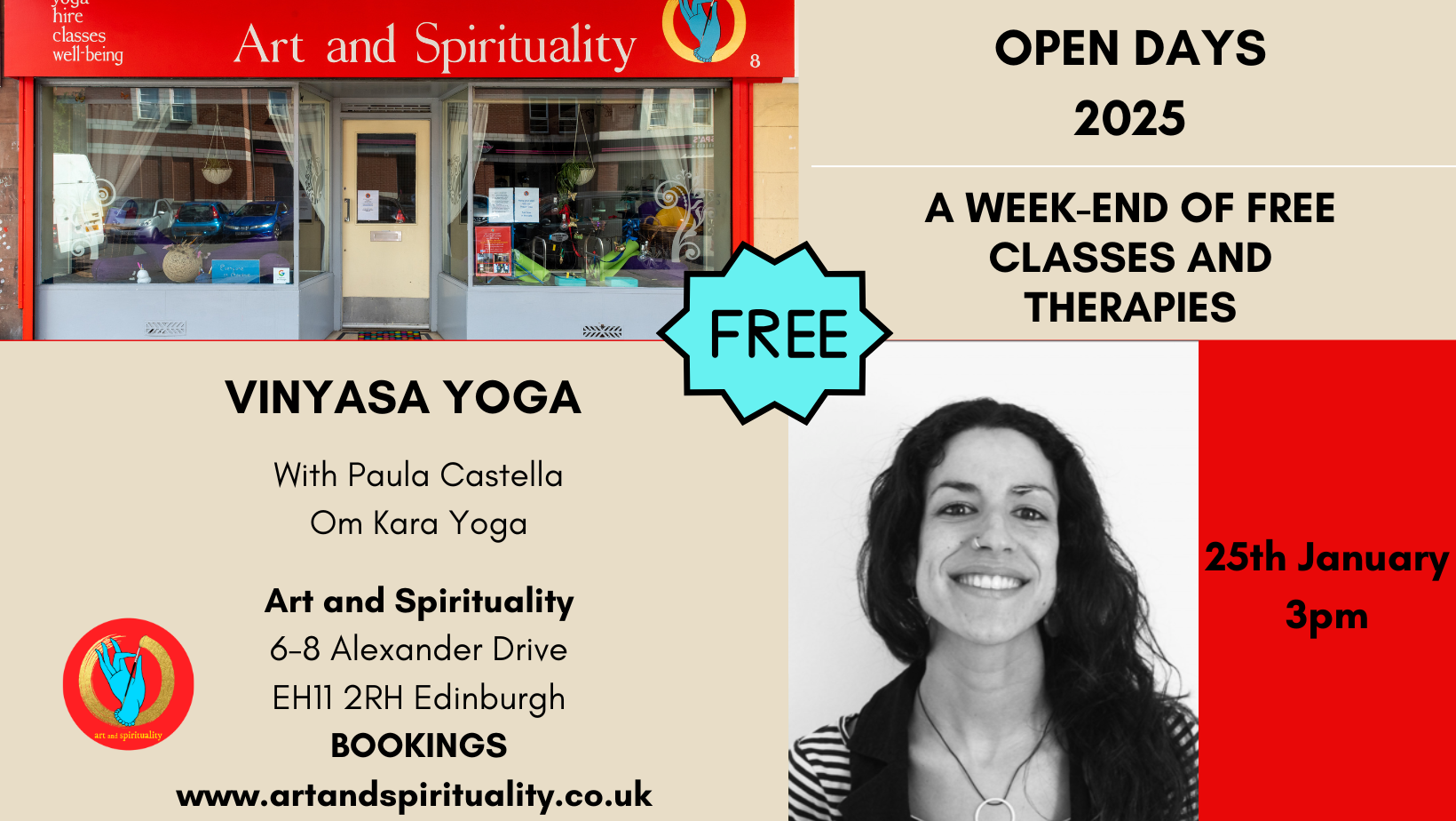 FREE OPEN DAYS: 25th Jan VINYASA YOGA with PAULA