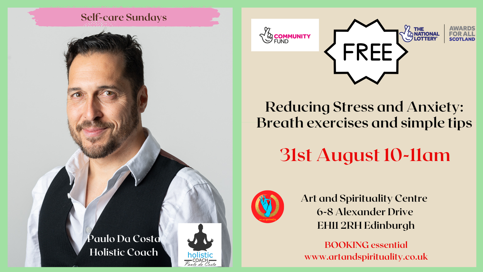 31st AUGUST: FREE REDUCING STRESS AND ANXIETY: BREATH EXERCISES