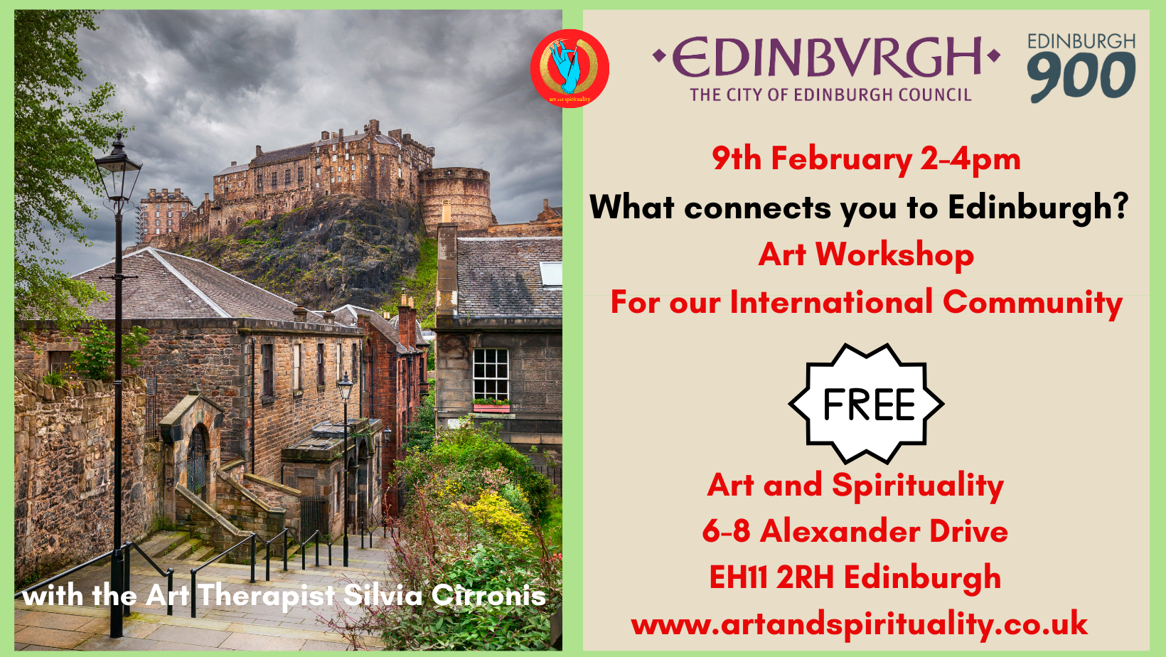 9th February  FREE ART WORKSHOP: WHAT CONNECTS YOU TO EDINBURGH?