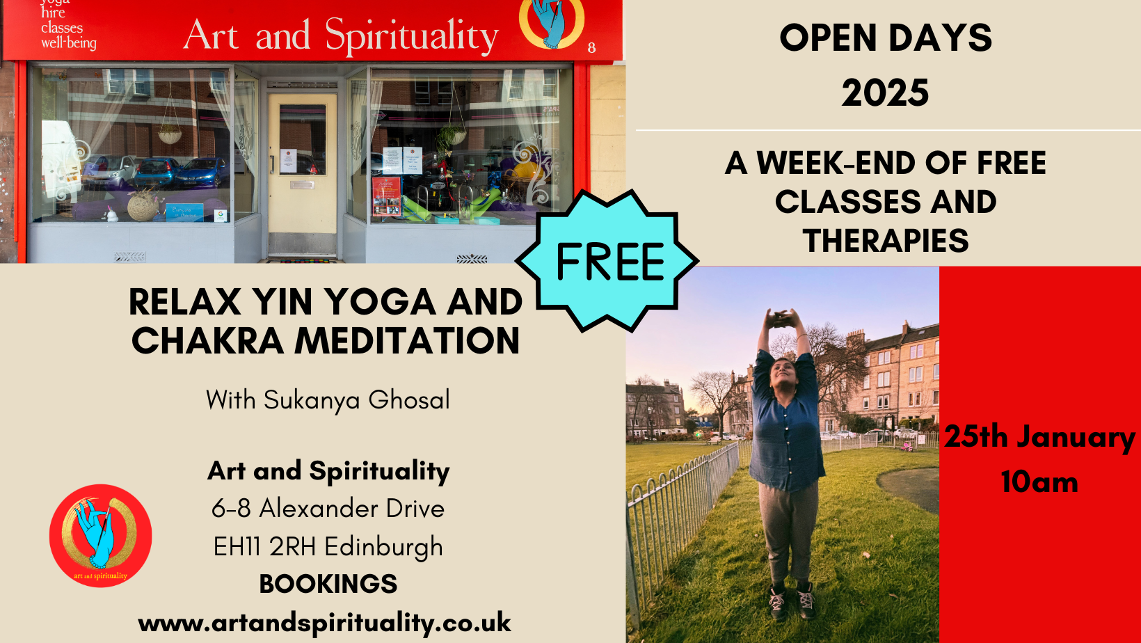 FREE OPEN DAYS: 25th Jan RELAX YIN YOGA & CHAKRA MEDITATION