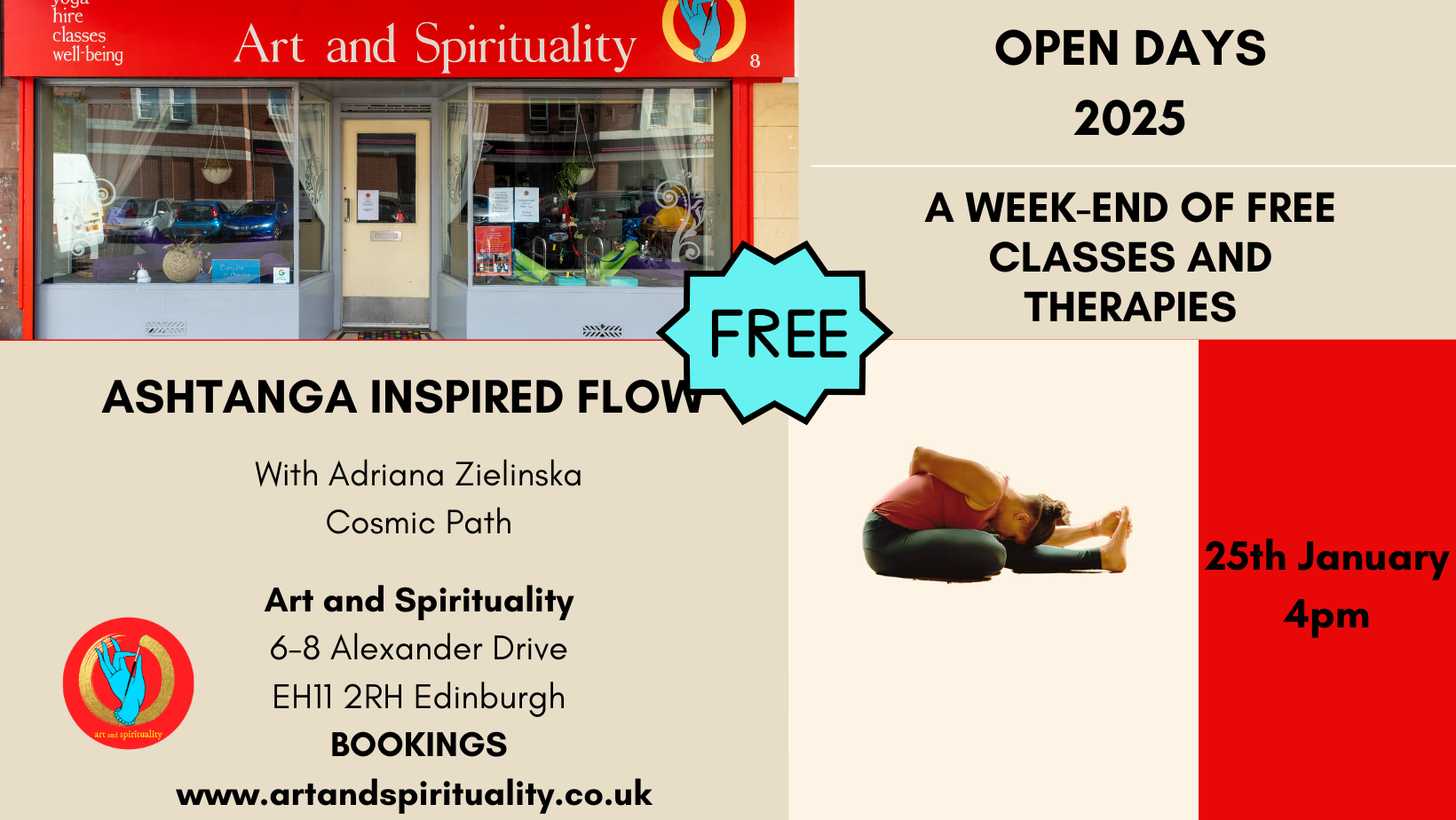 FREE OPEN DAYS: 25th Jan ASHTANGA INSPIRED FLOW