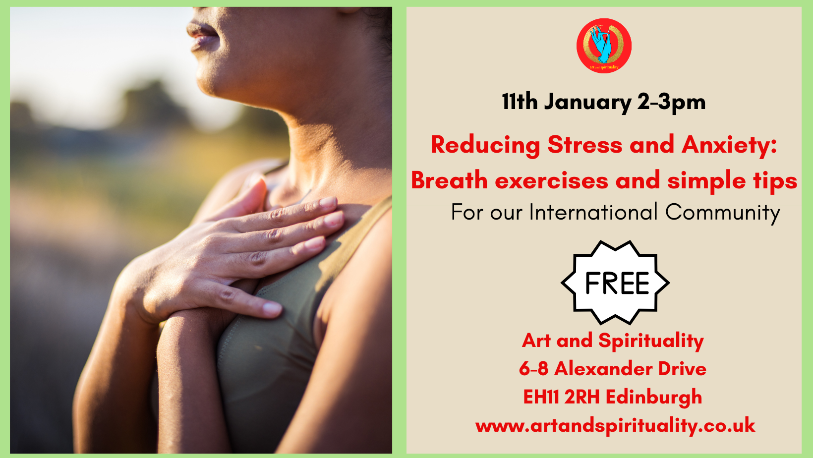 11th January FREE REDUCING STRESS AND ANXIETY: BREATH EXERCISES