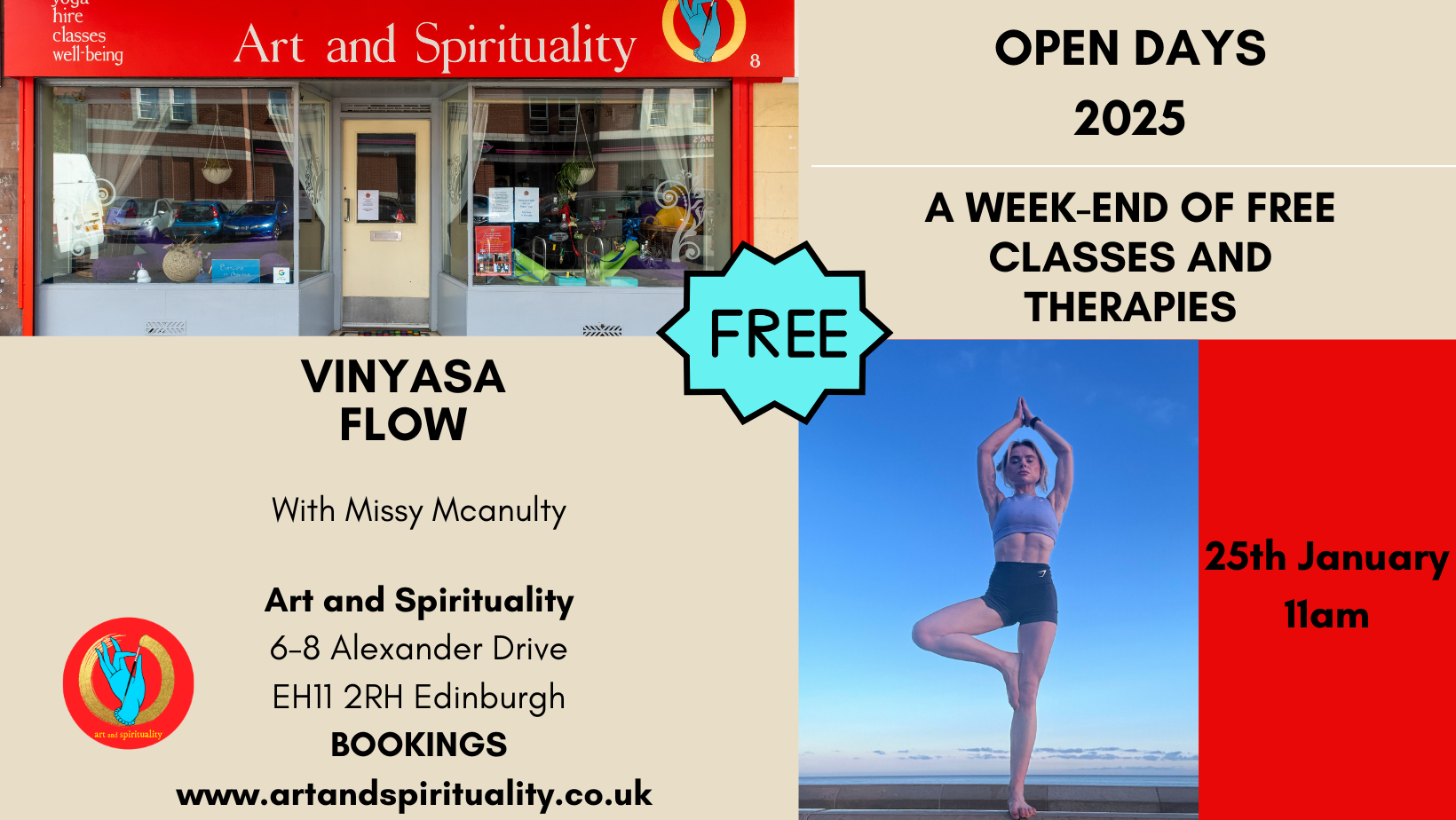 FREE OPEN DAYS: 25th Jan VINYASA YOGA with MISSY