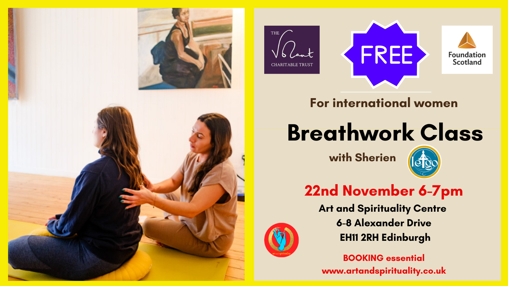 22nd November 6-7pm FREE BREATHWORK