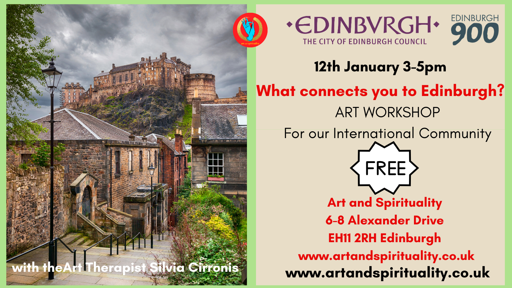 12th January  FREE ART WORKSHOP: WHAT CONNECTS YOU TO EDINBURGH?