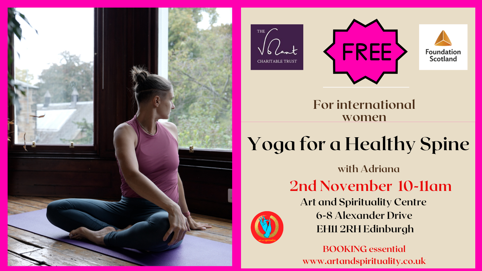 2nd November FREE YOGA FOR A HEALTHY SPINE