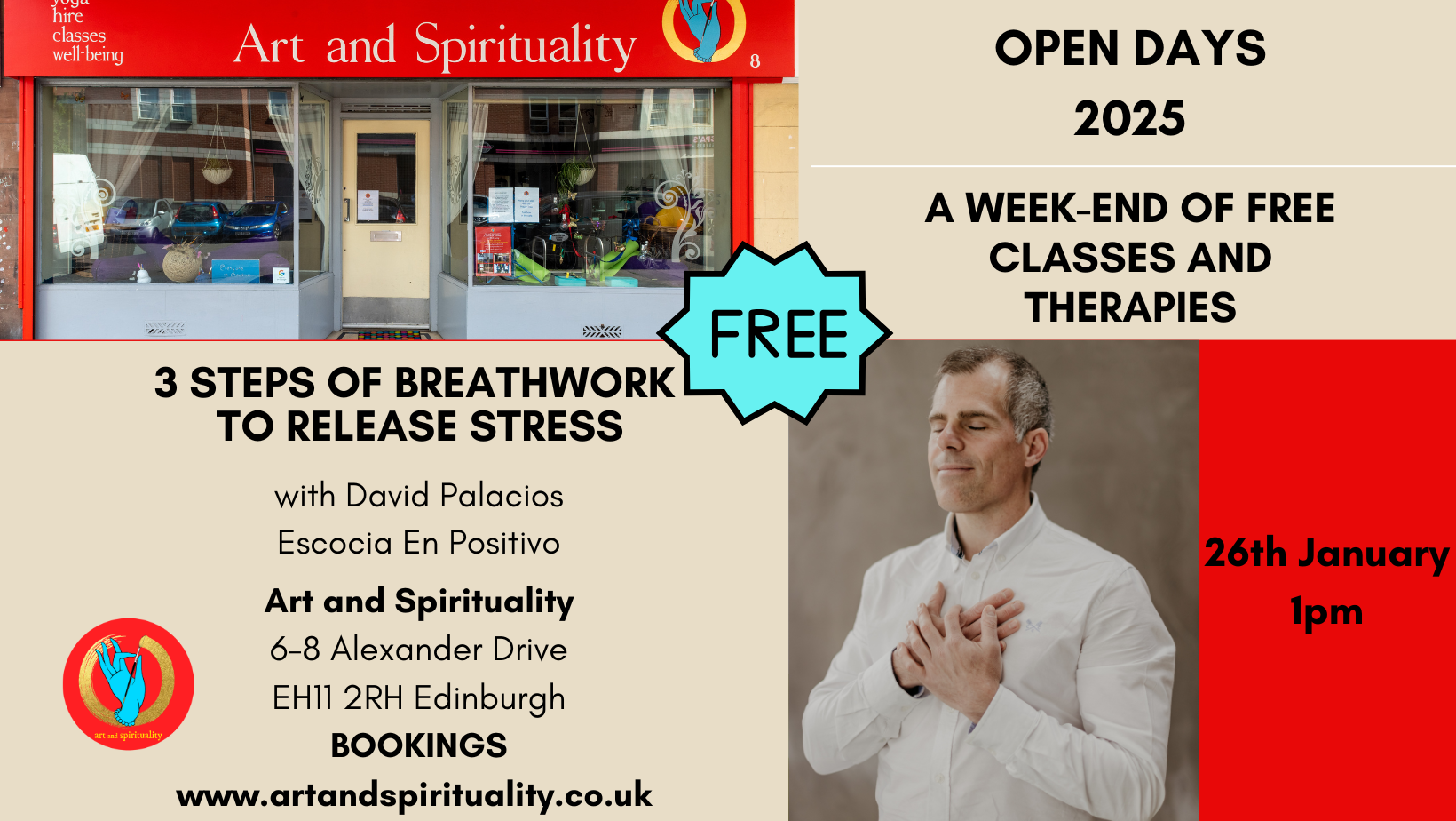 FREE OPEN DAYS: 26th Jan 3 STEPS OF BREATHWORK TO RELEASE STRESS