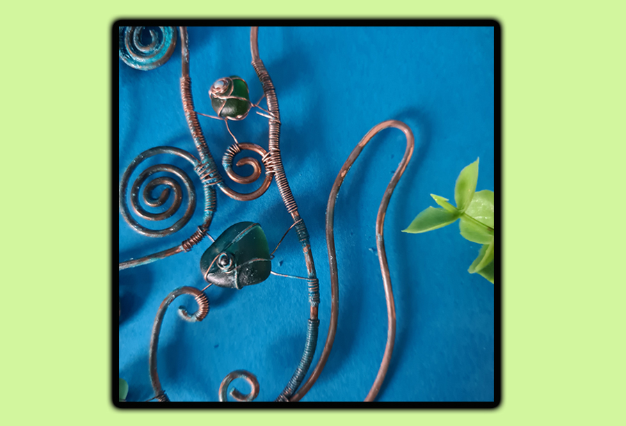 Copper Creatures; Copper Wire Forming and Weaving with Sea Glass/Beads embellishments