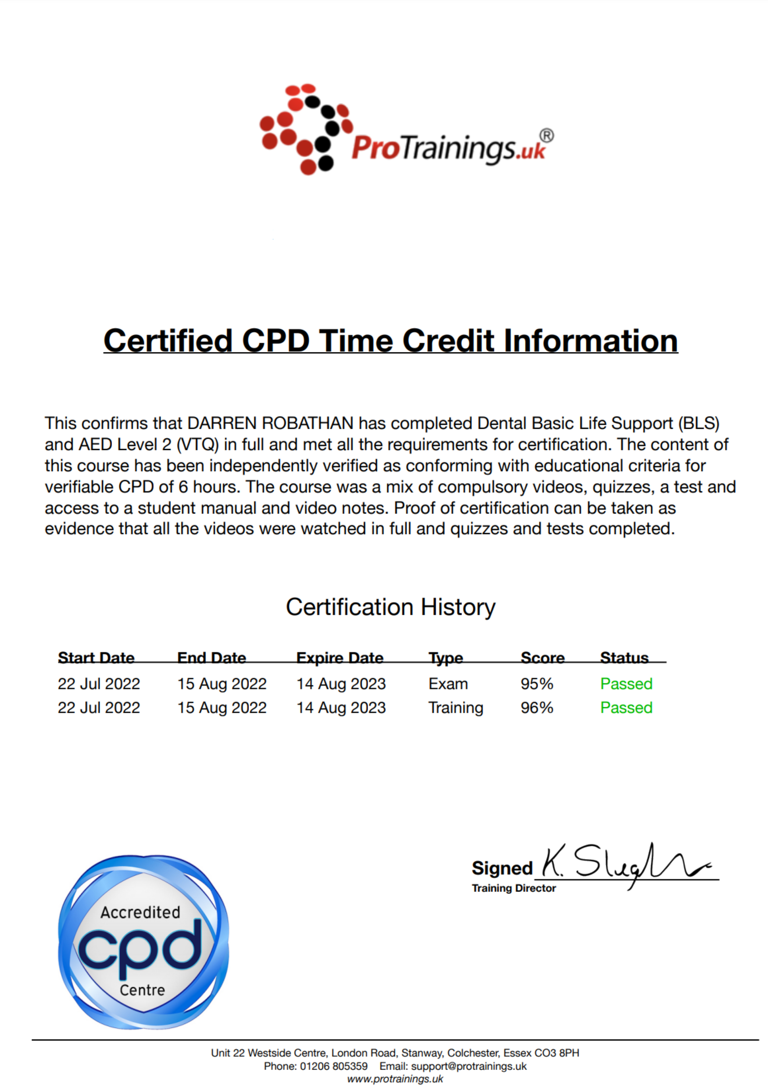 BLS First Aid Training For Dentistry - Including VR BLS Practical 