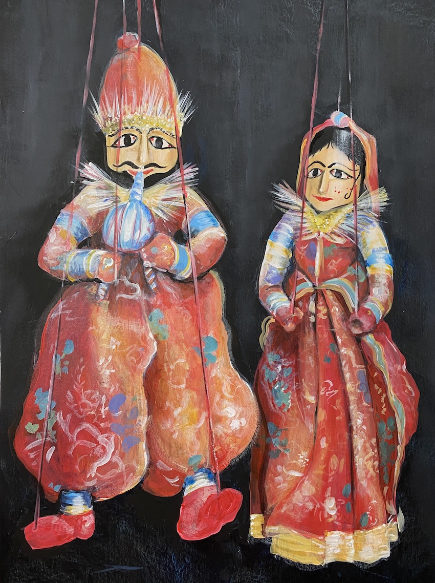 Kathputli Puppets Acrylic Painting