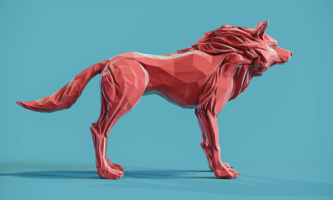 Cinema 4D: Low Poly Wolf