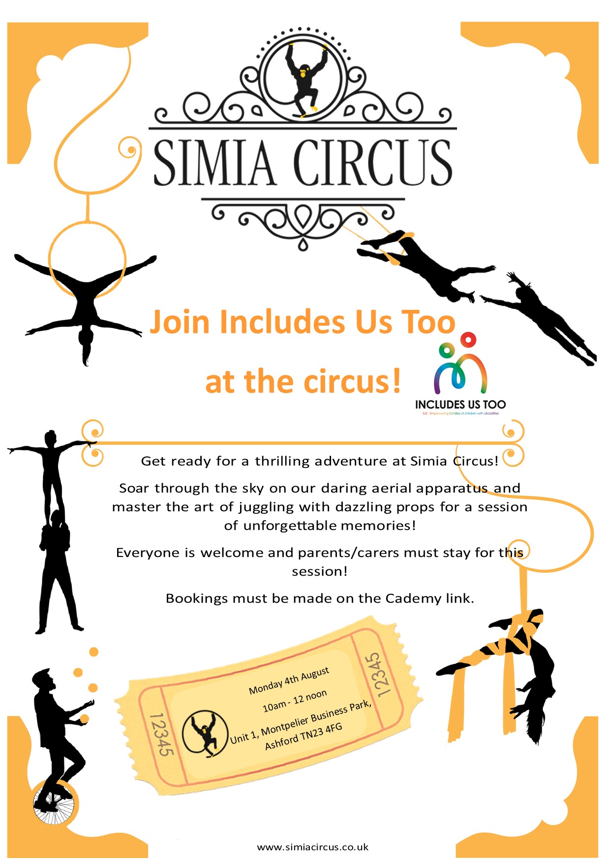 Monday 4th August Sima Circus 10am - 12 noon