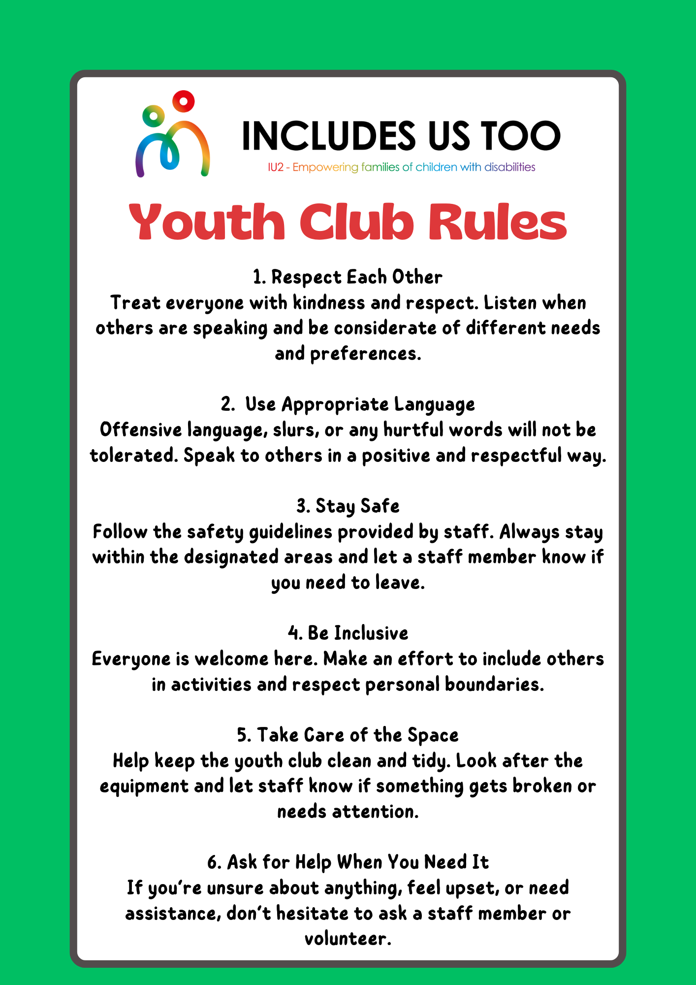 Includes Us Too SEND Youth Club