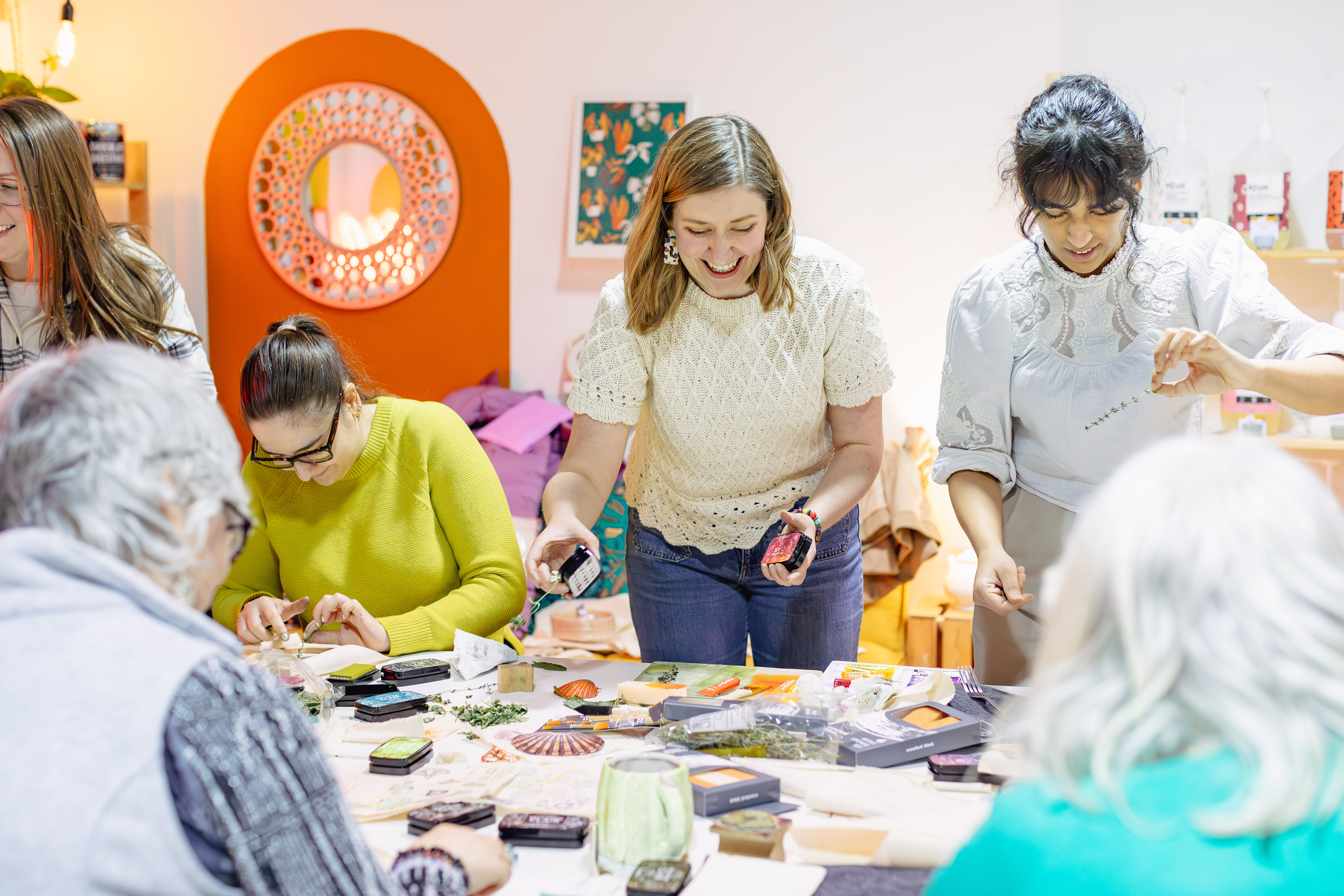 Festive Stamp & Stitch - Print your own Christmas Stocking and Festive Decorations in this embroidery and print-making workshop