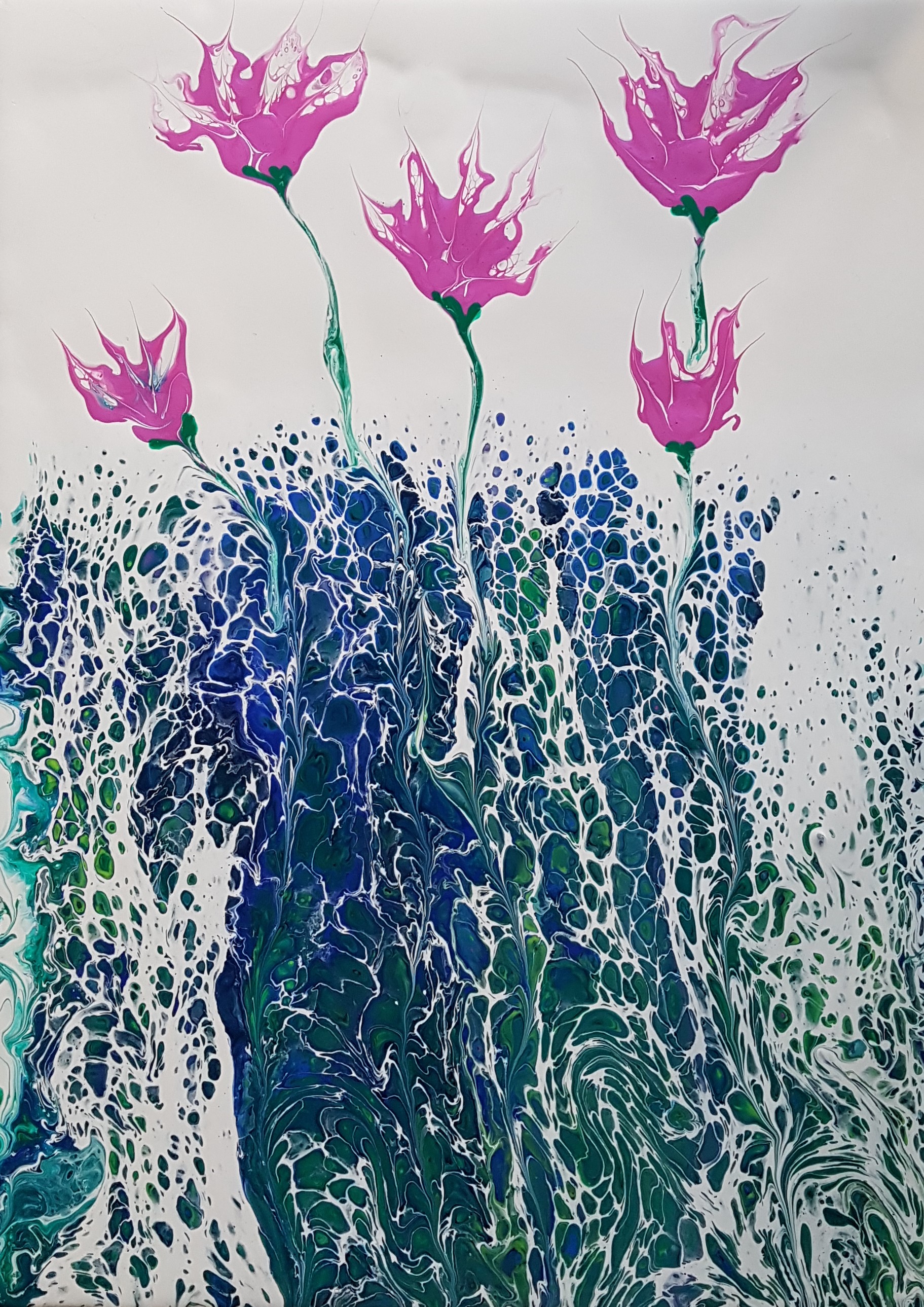 Paint Pouring workshop - Making flowers