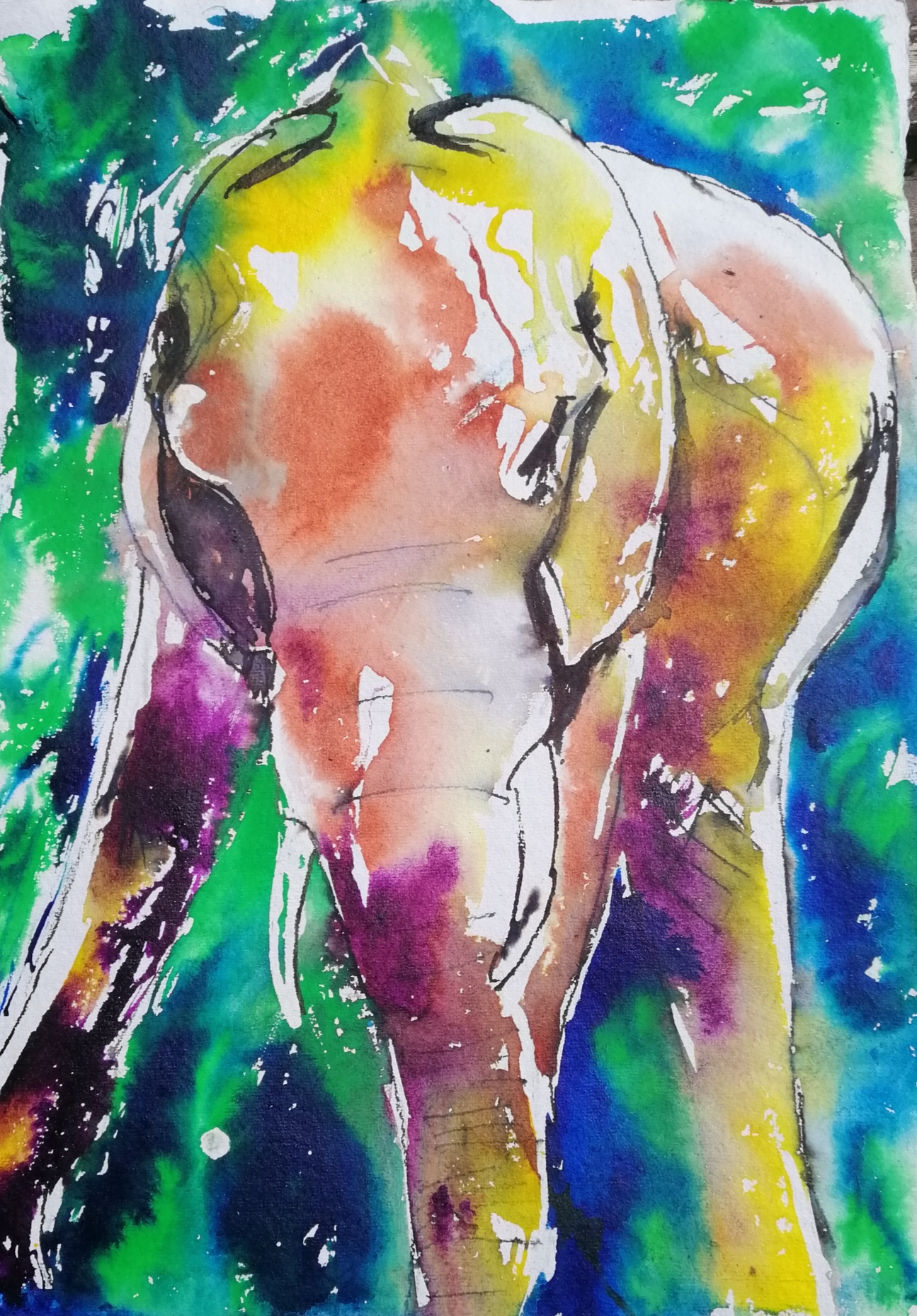 Elephants in Vibrant mixed media and inks 19mins