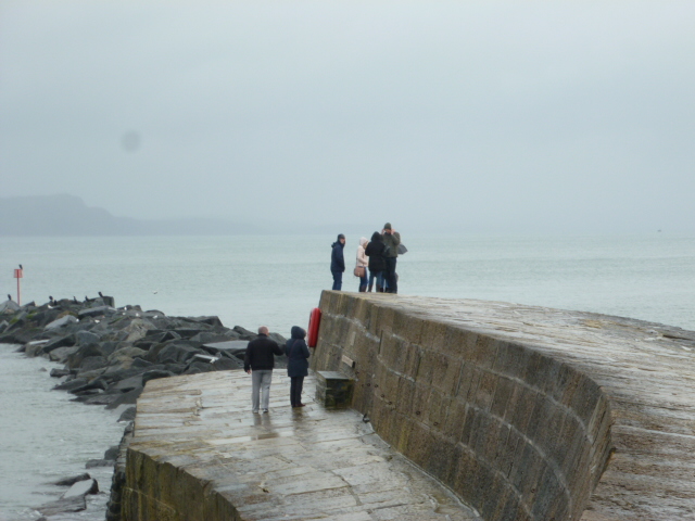 A winters day on the Cobb, Lyme Regis in watercolour 