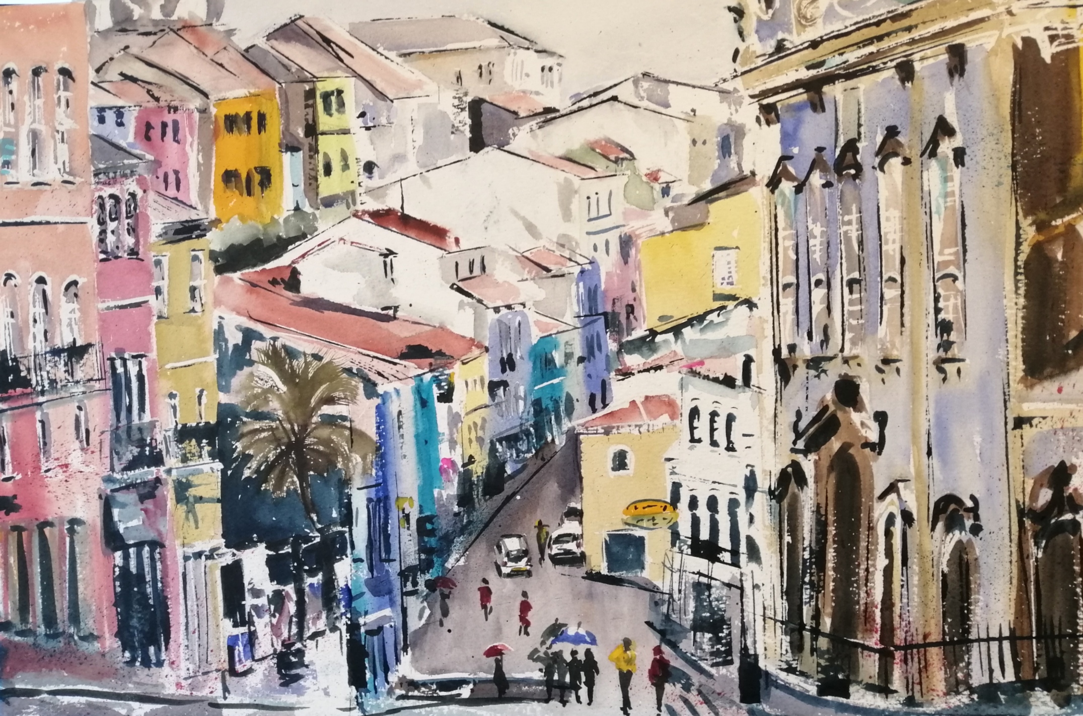 Pelourinho Salvador Brazil watercolour 1hr 30mins