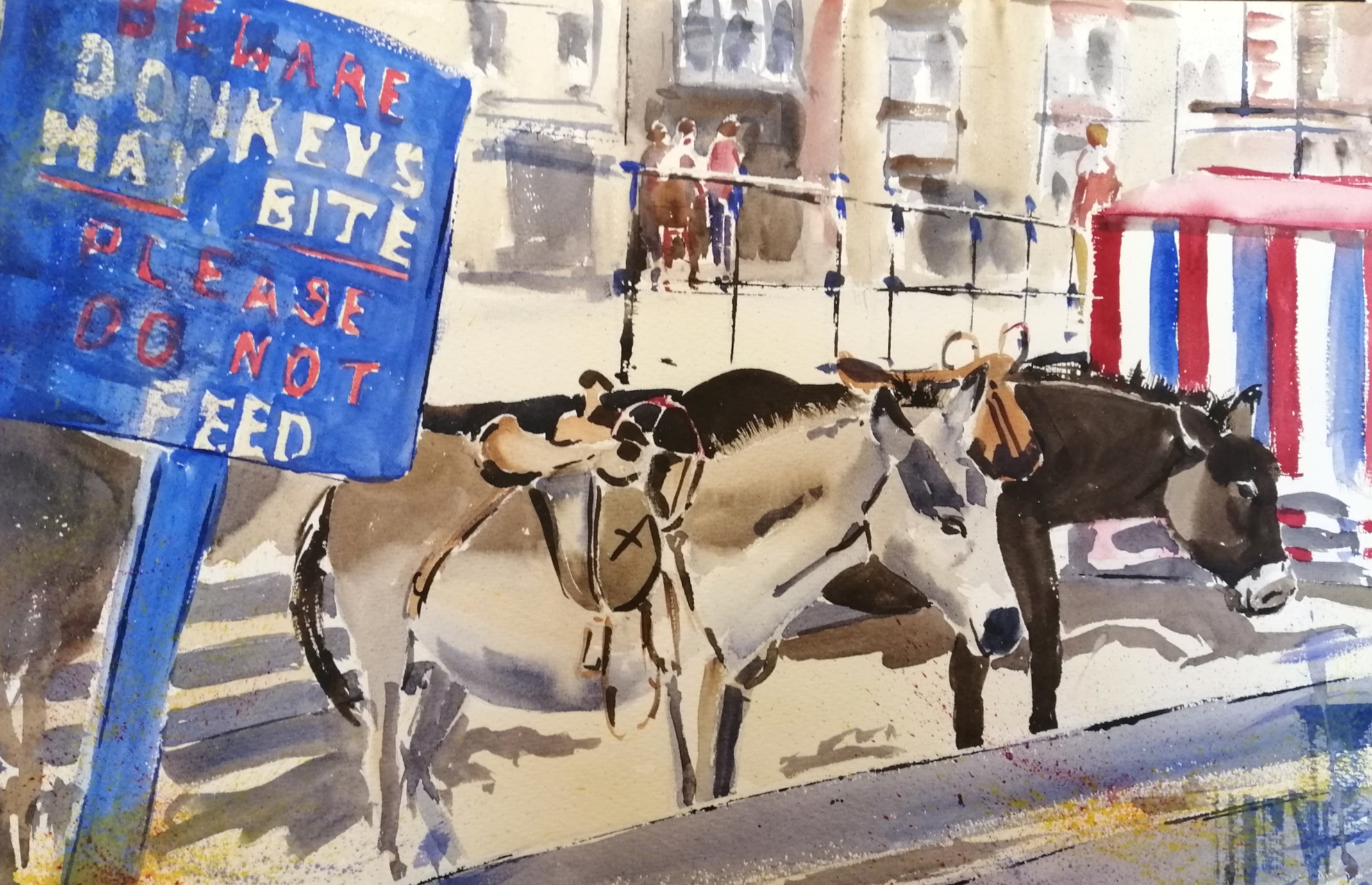 Beware Donkeys may bite in Watercolour