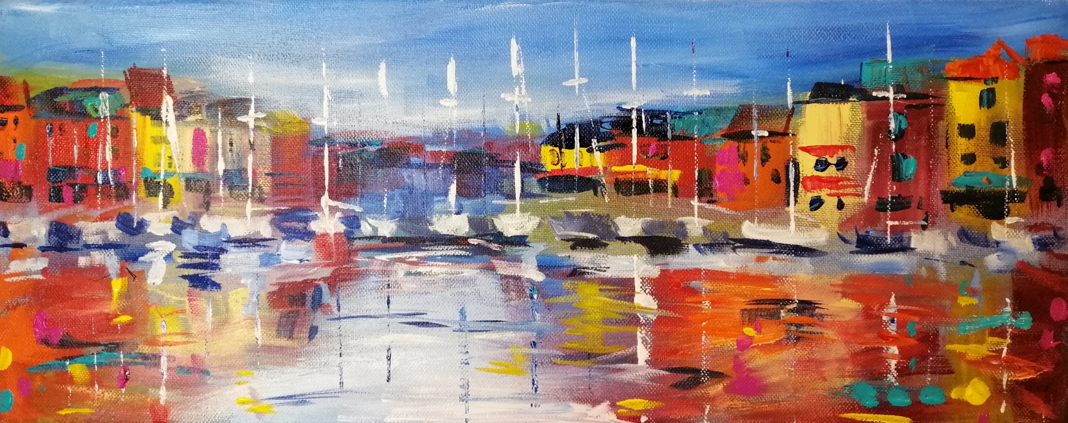 Easy harbour taster in Vibrant acrylics 20mins