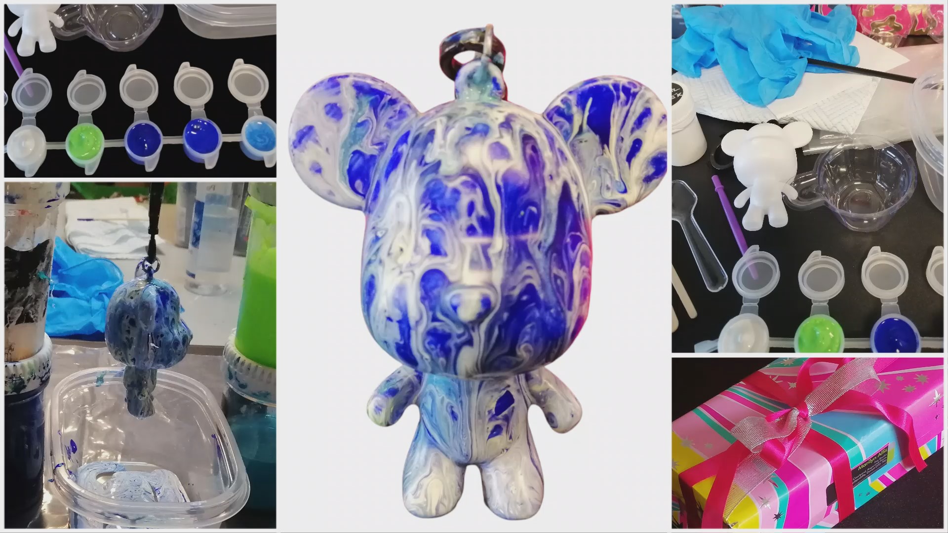 Paint Your Own Fluid Bear with Pouring Acrylic Box Matrials