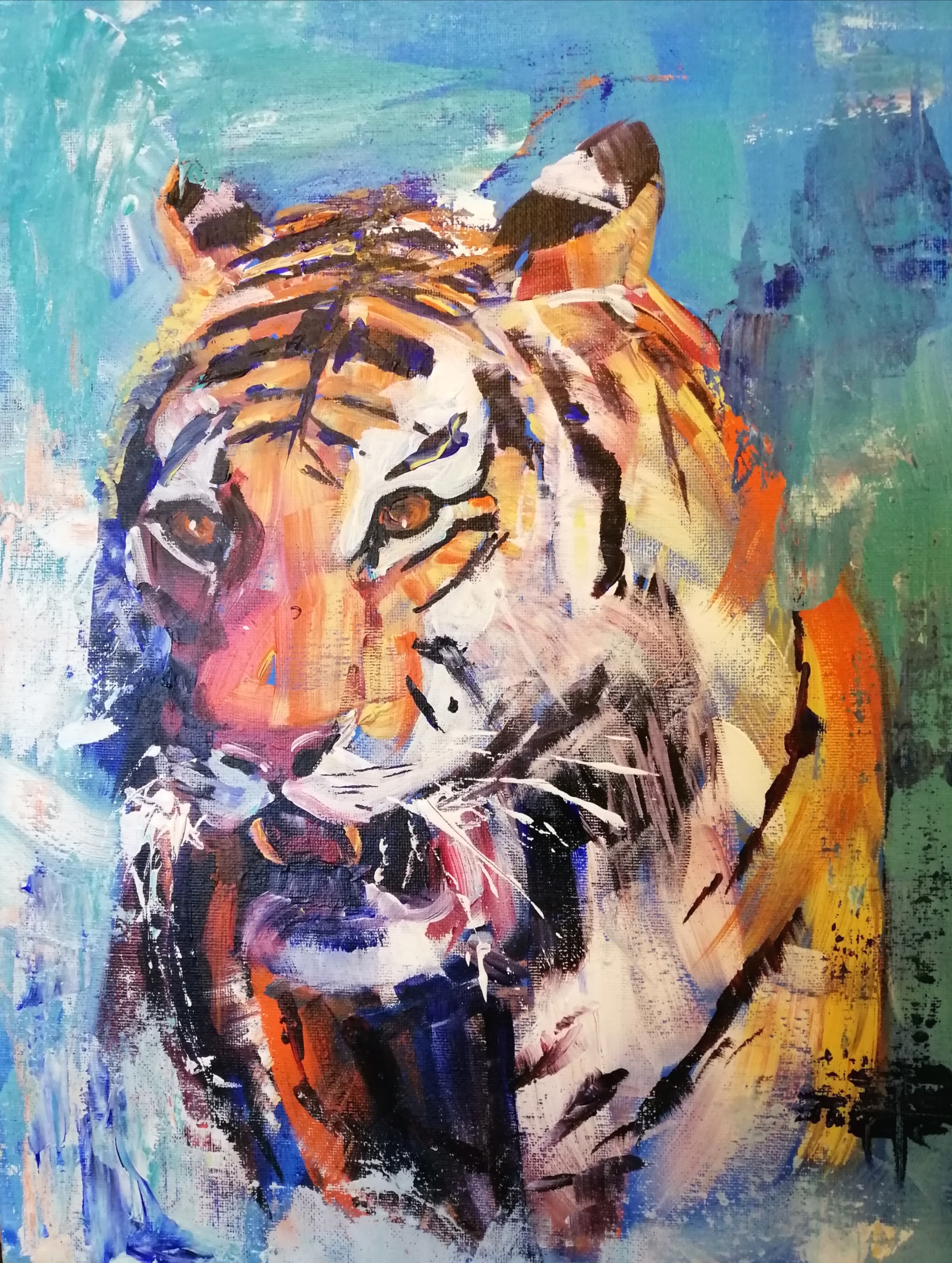 Inside an Artists mind Vibrant Tiger in Acrylics 49mins