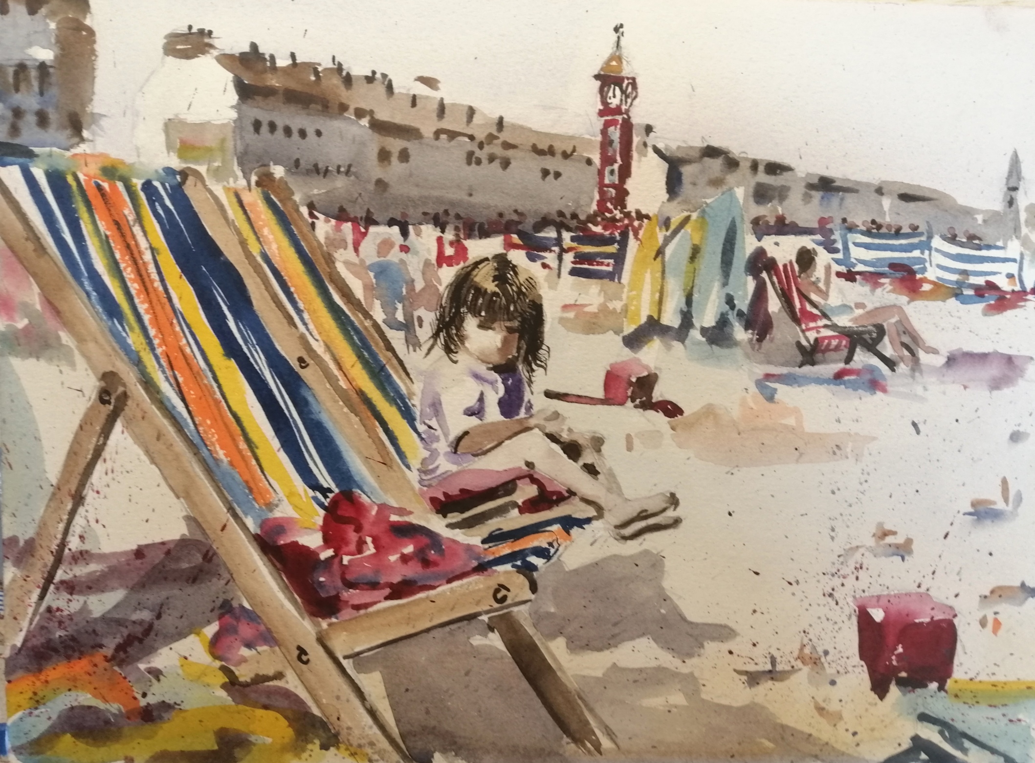 Summers days, in Weymouth, watercolour 51mins