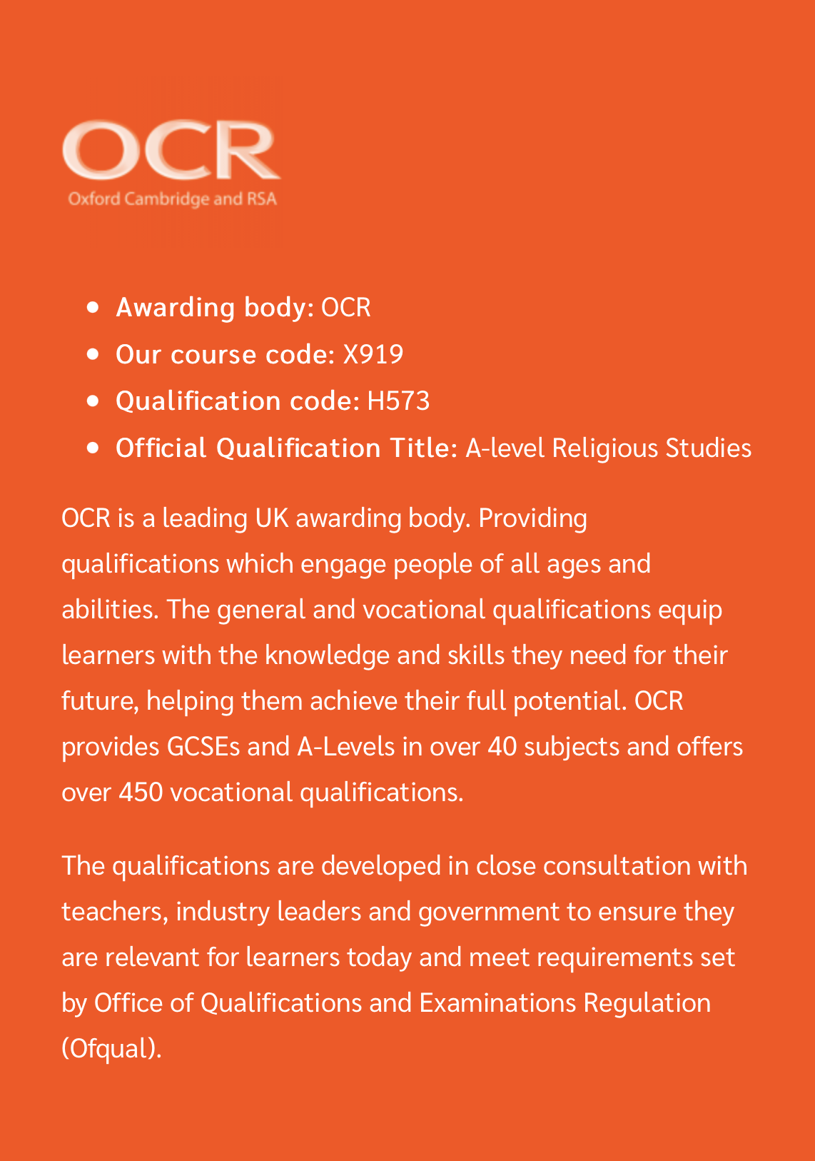 A-Level Religious Studies Distance Learning Course by Oxbridge