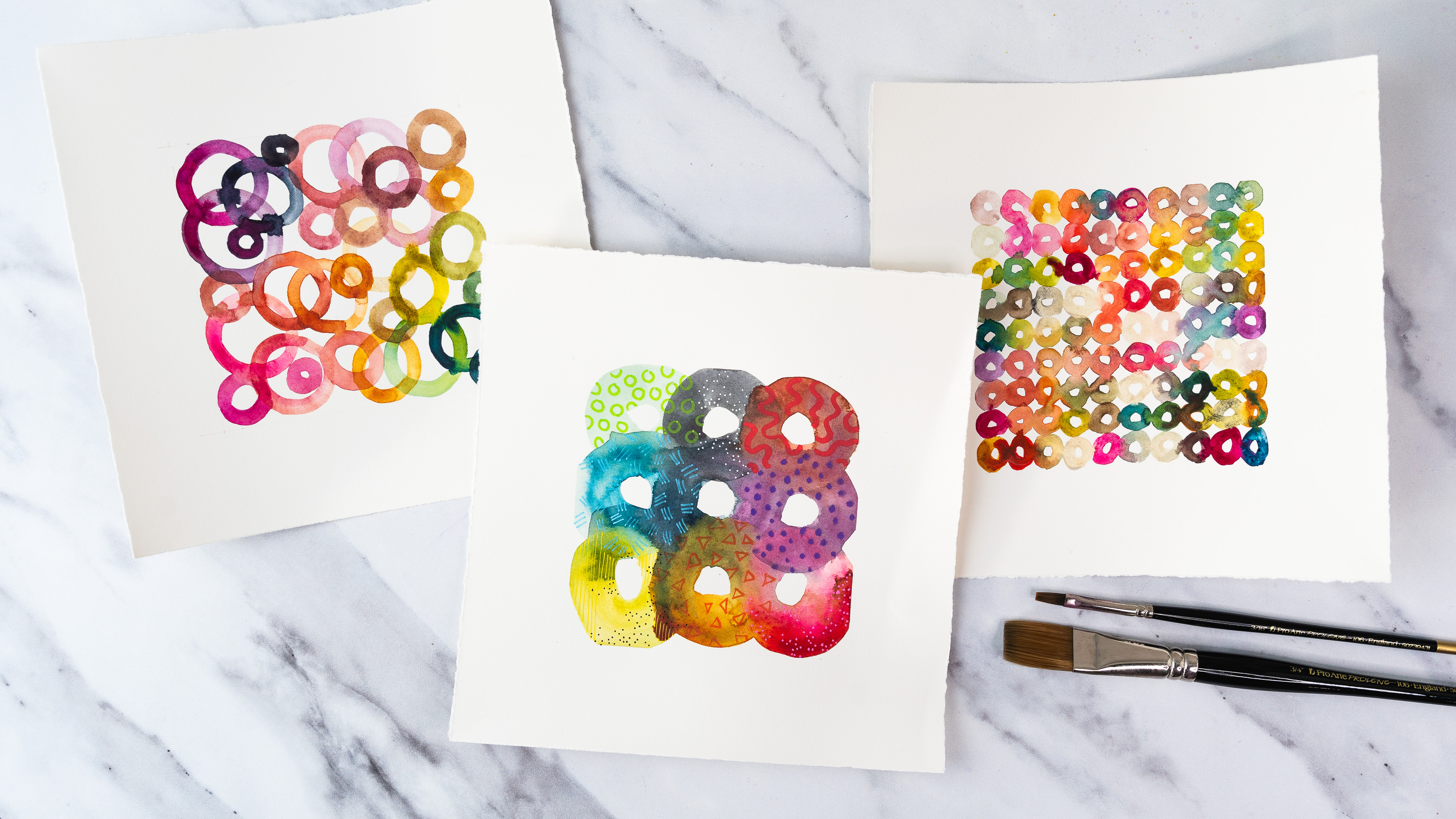One day watercolour abstract painting for beginners