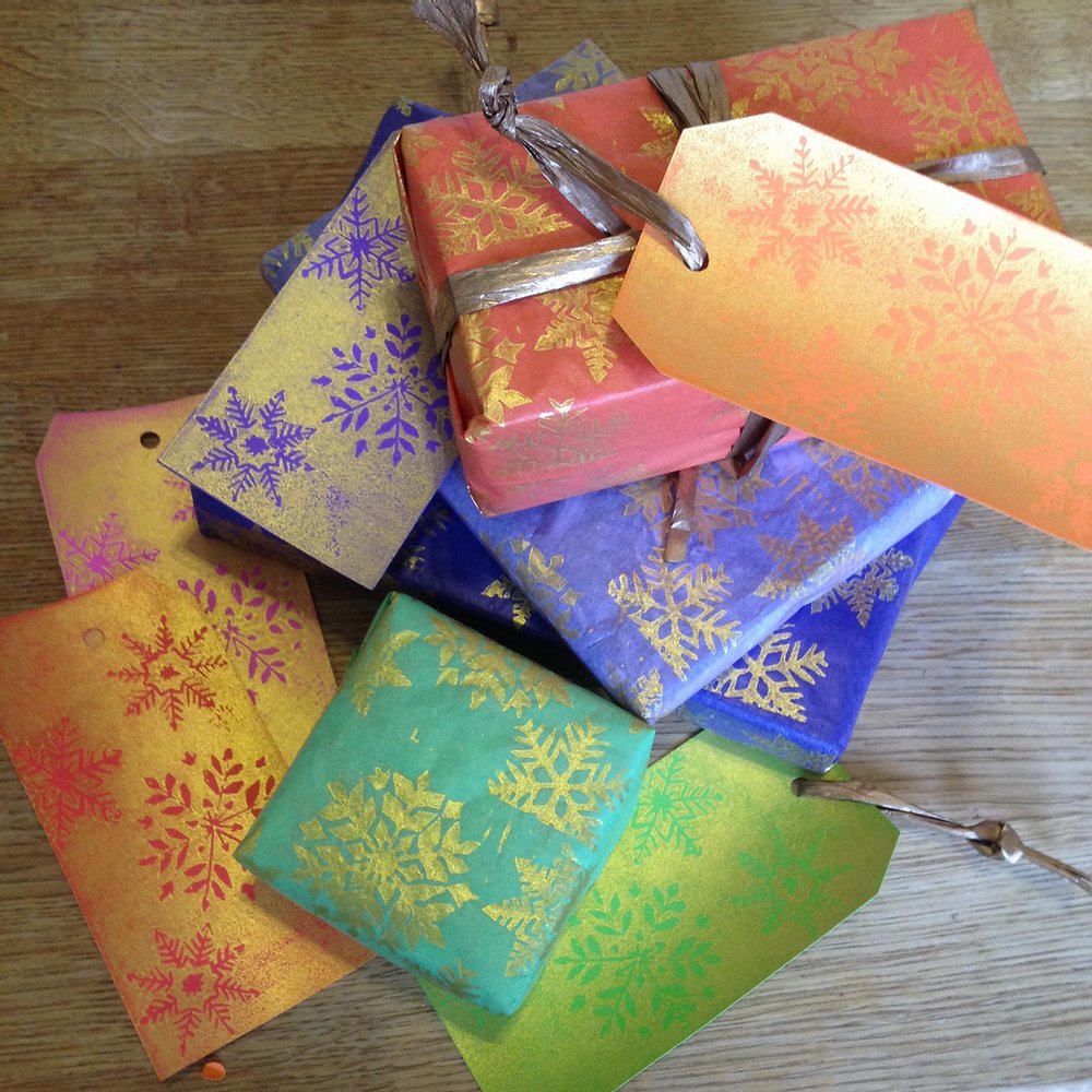 Lino print your own gift cards and tags