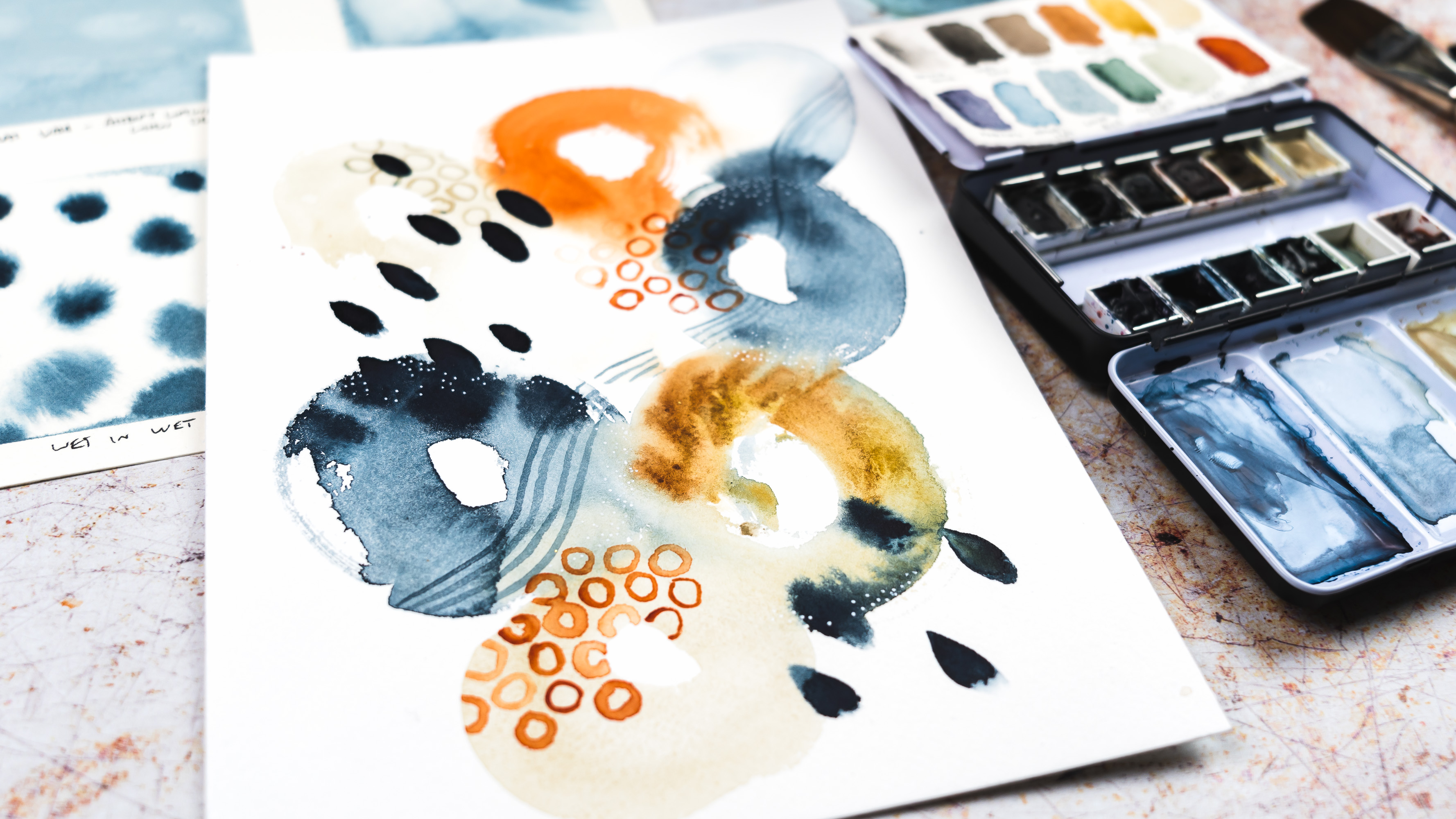 One day watercolour abstract painting for beginners
