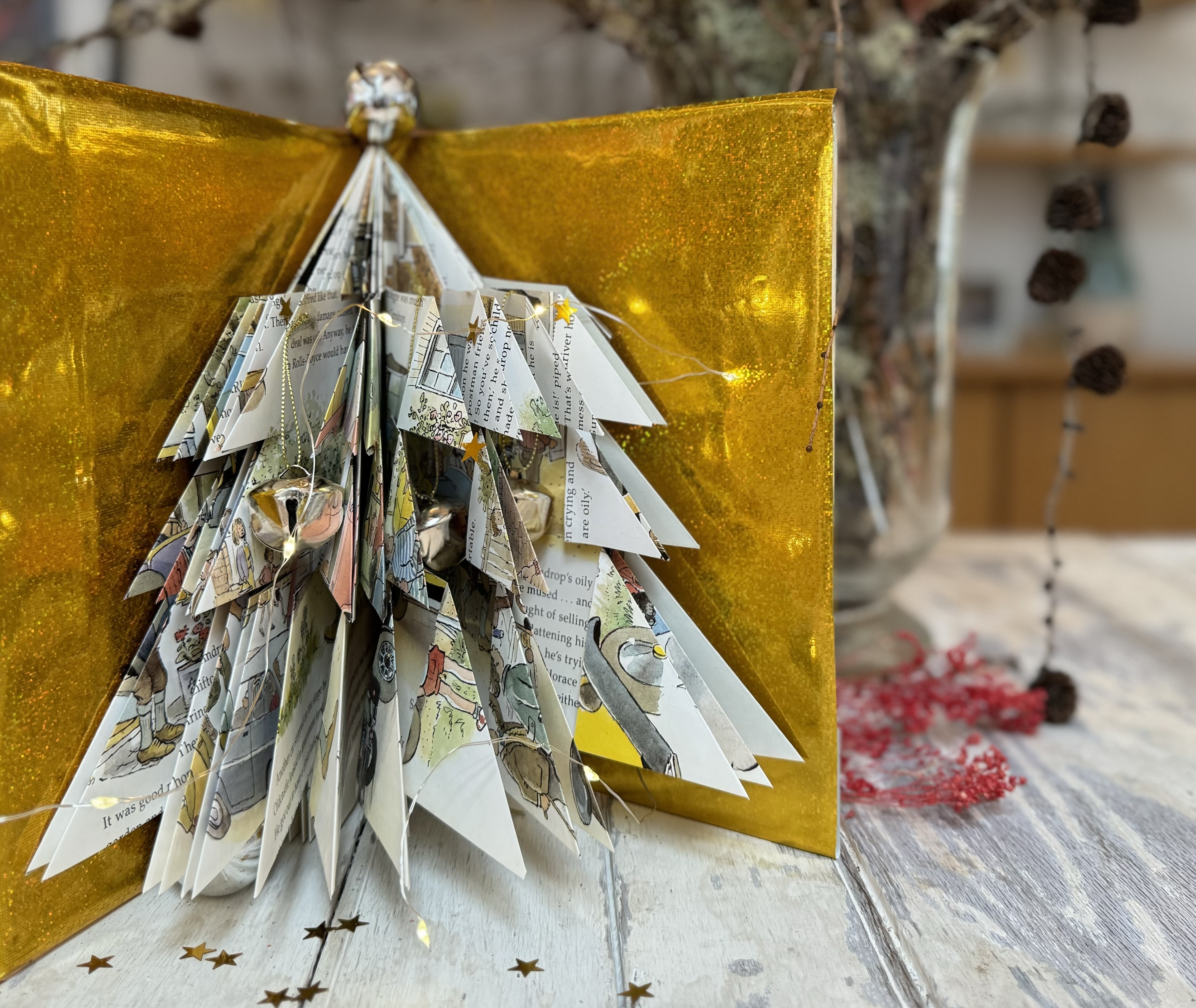 Learn how to make a folded book Christmas tree decoration