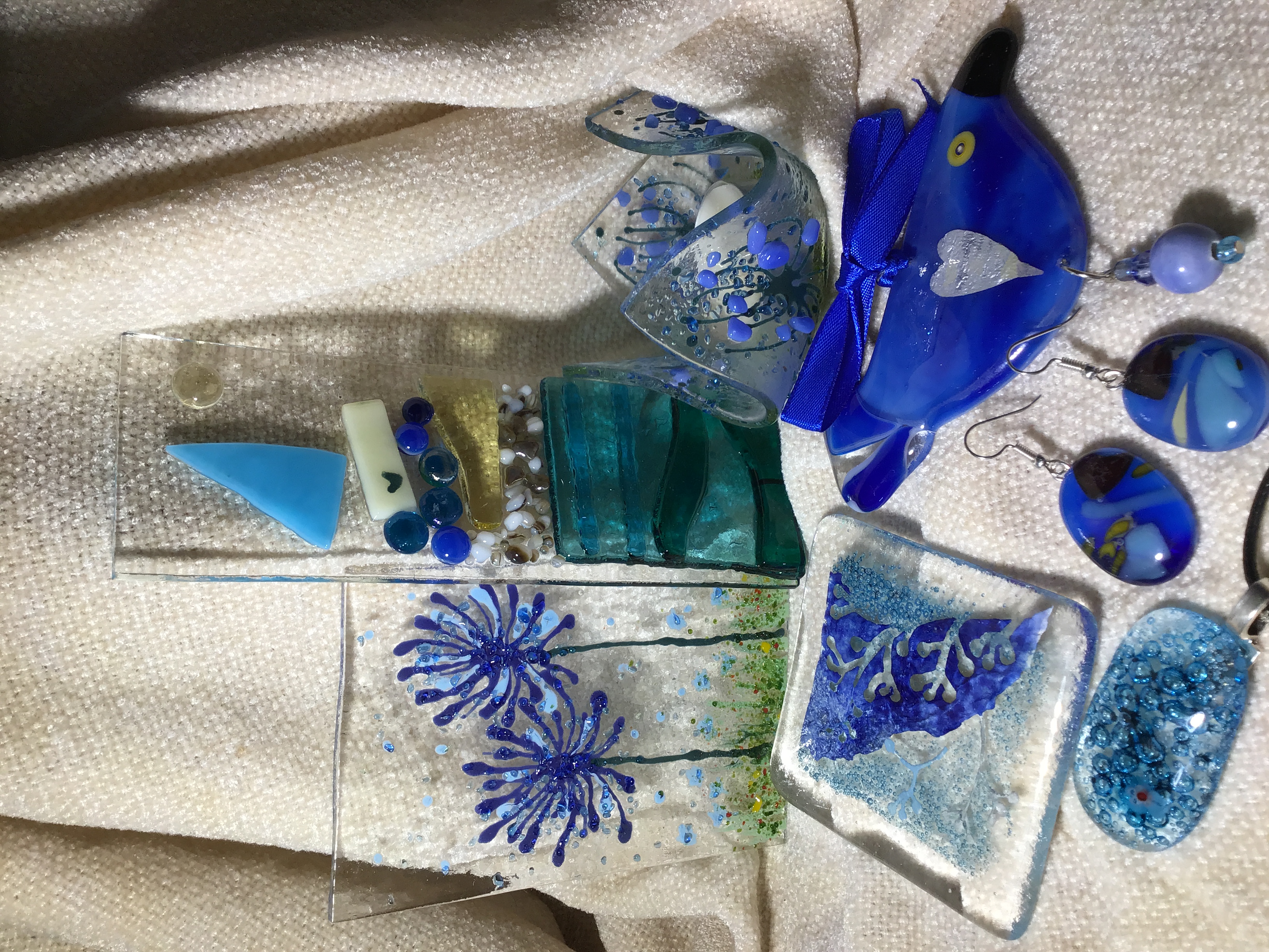 Fused glass creations at The Butterfly Effect Studio in Warwickshire